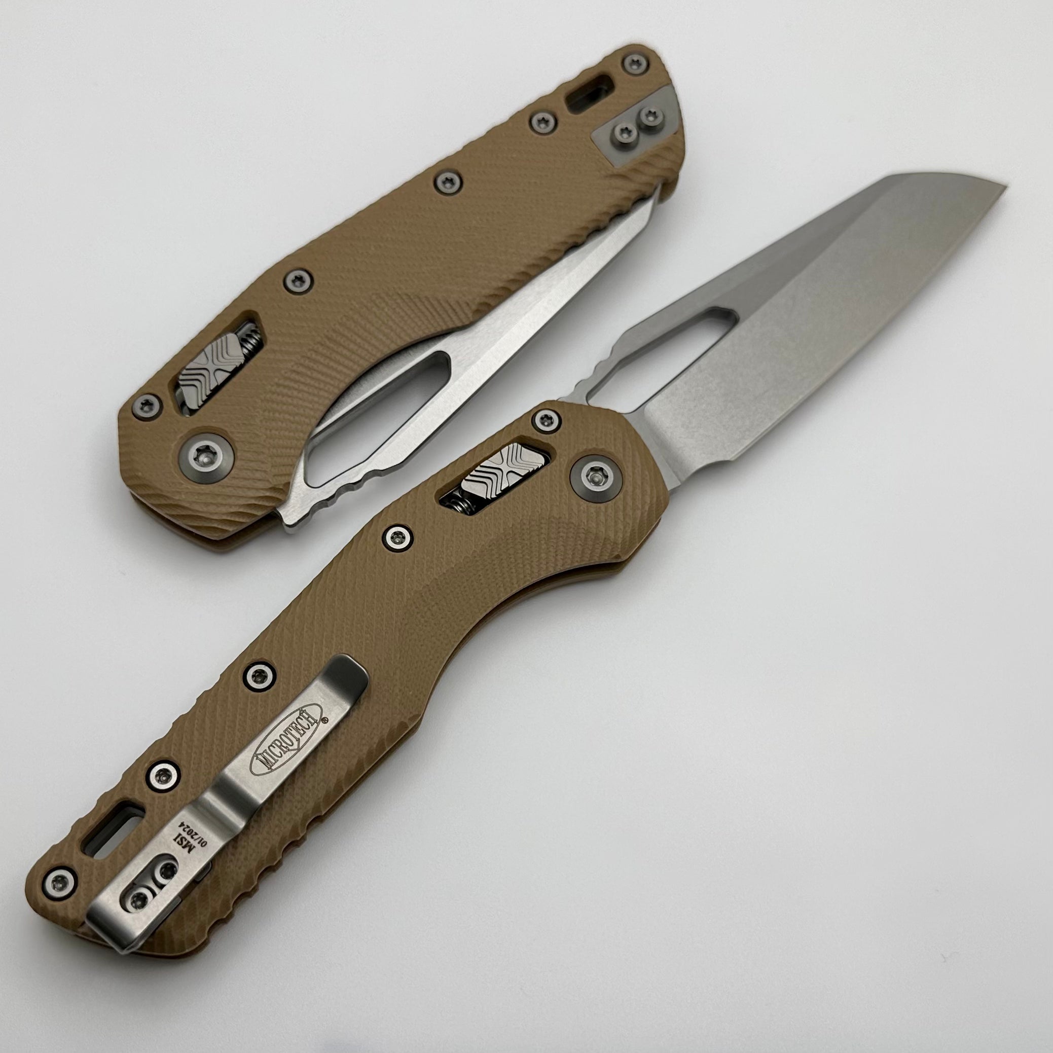 Microtech MSI RAM-LOK Premium Folding Knife - Tan Fluted G-10 & Stonewash M390MK