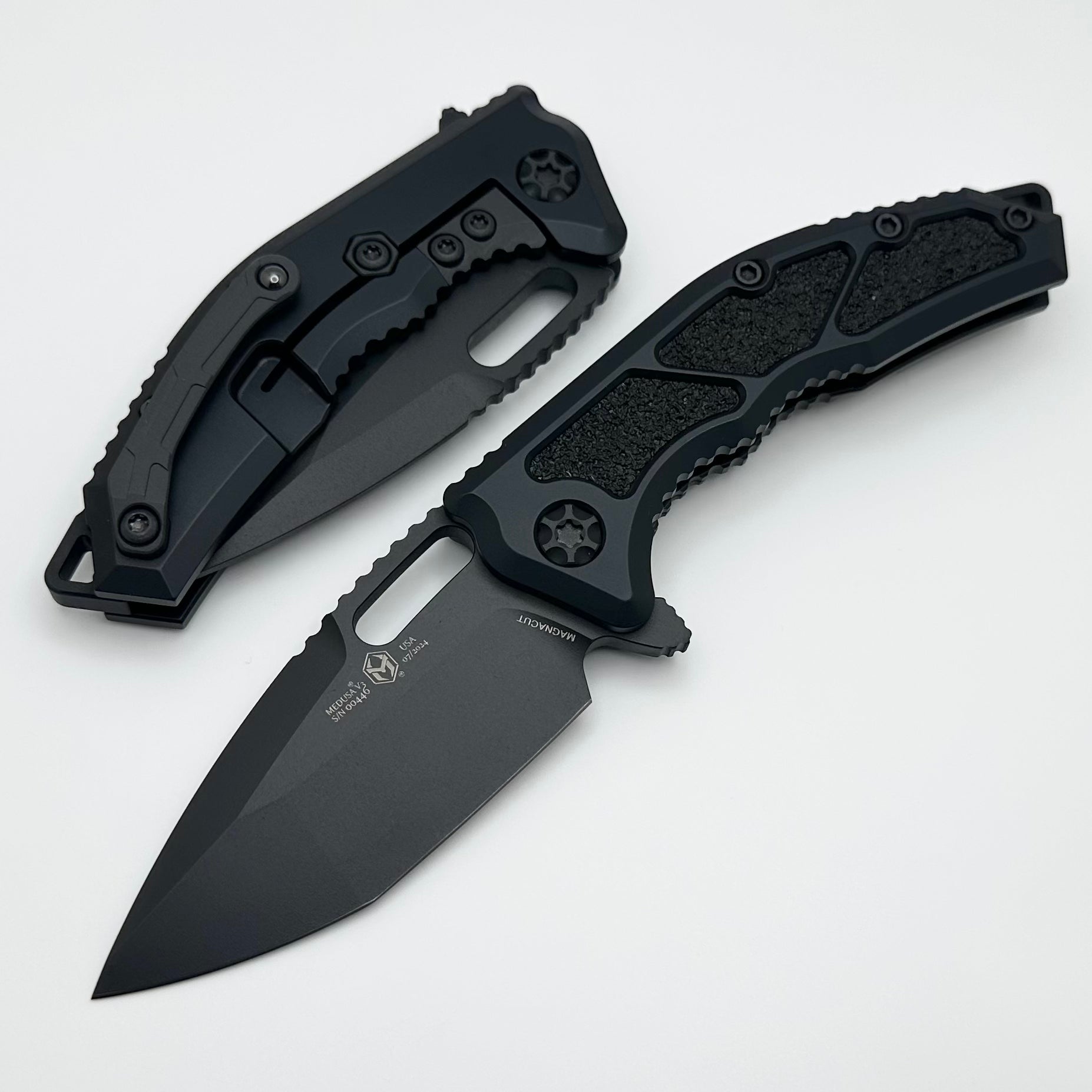Heretic Knives Medusa Manual: Premium Tactical Aluminum Frame Lock Knife with Grip Inlays & DLC MagnaCut Blade