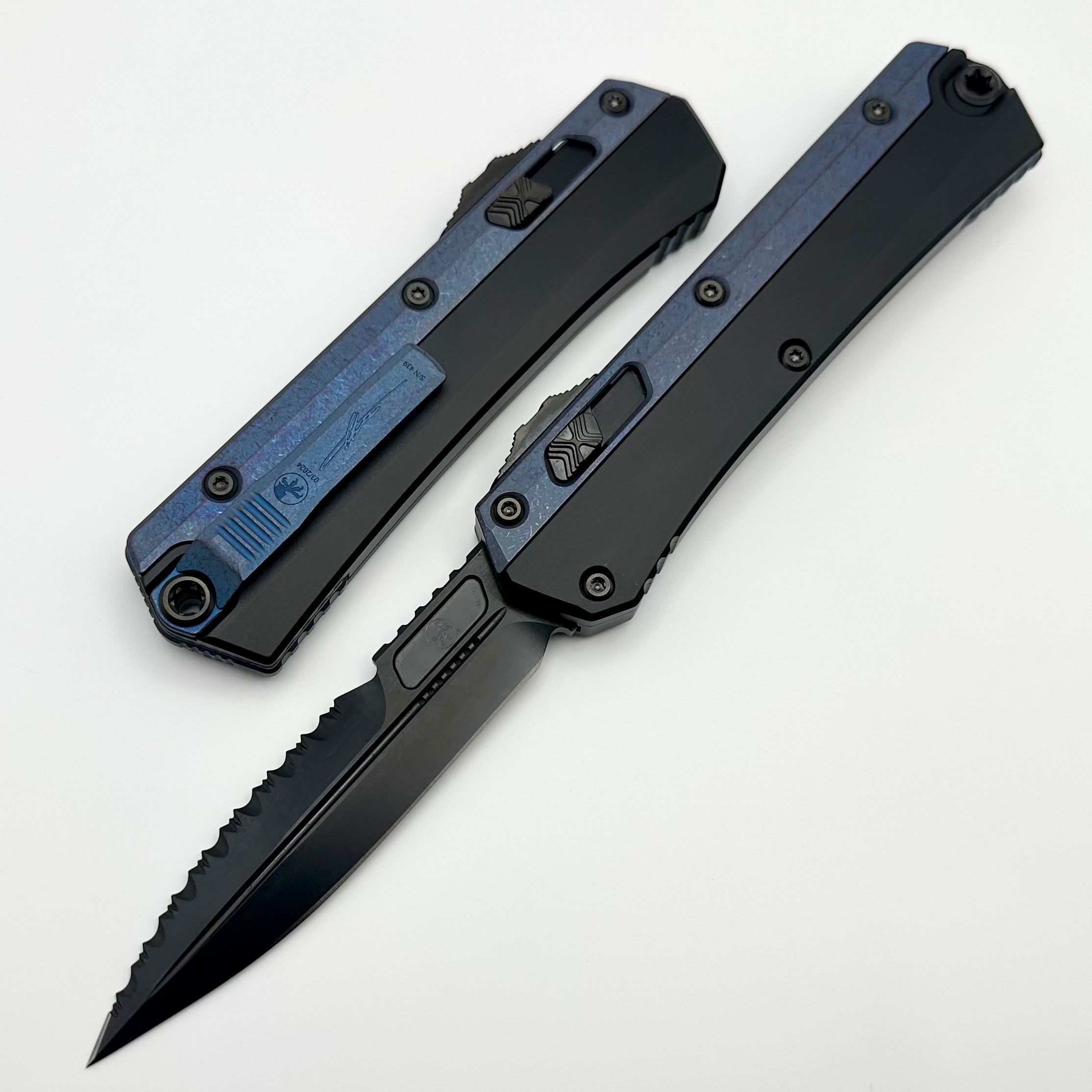 Microtech Glykon Premium DLC Bayonet with Blurple Accents - Signature Series 184-2DLCBP