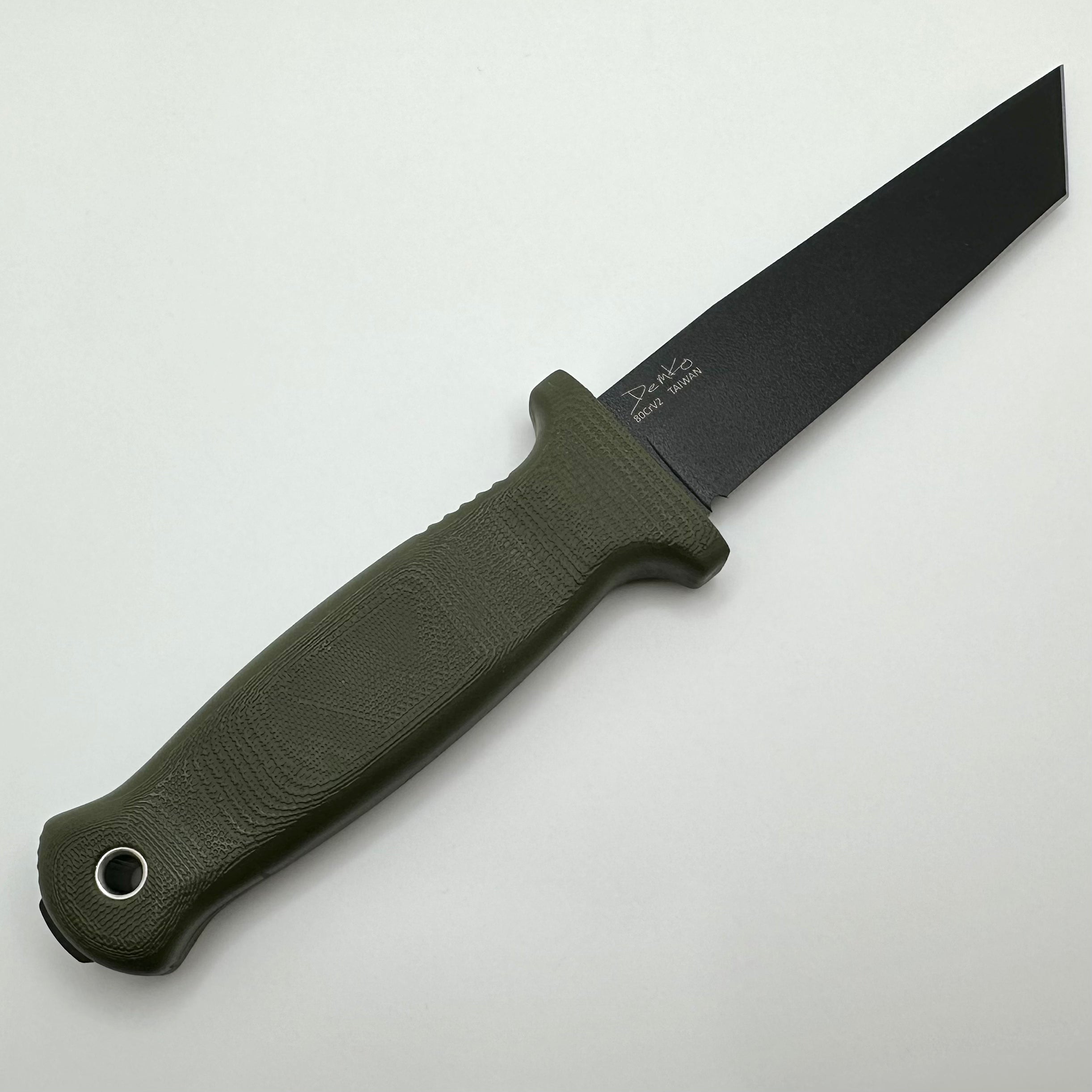 Premium Demko Armiger 4 Fixed Blade Knife - Black Tanto & OD TPR Handle