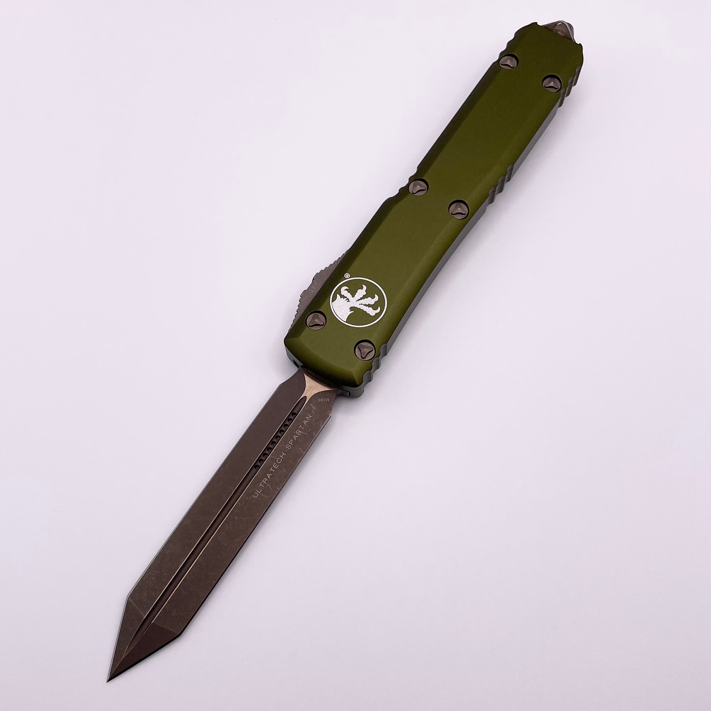 Premium Microtech Ultratech Spartan Bronze Apocalyptic Standard & OD Green 223-13APOD - Ultimate Pre-Owned Tactical Knife