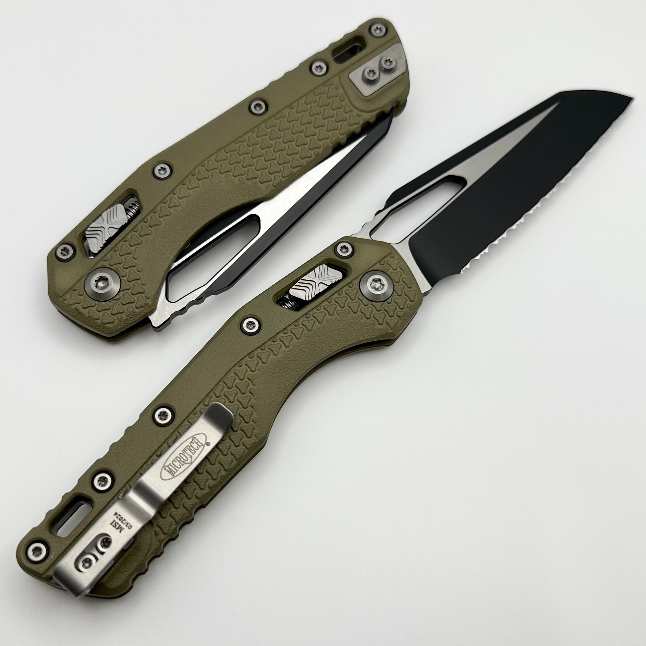 Microtech MSI RAM LOK Ultimate Tactical Knife - OD Green Polymer & Black Serrated M390MK
