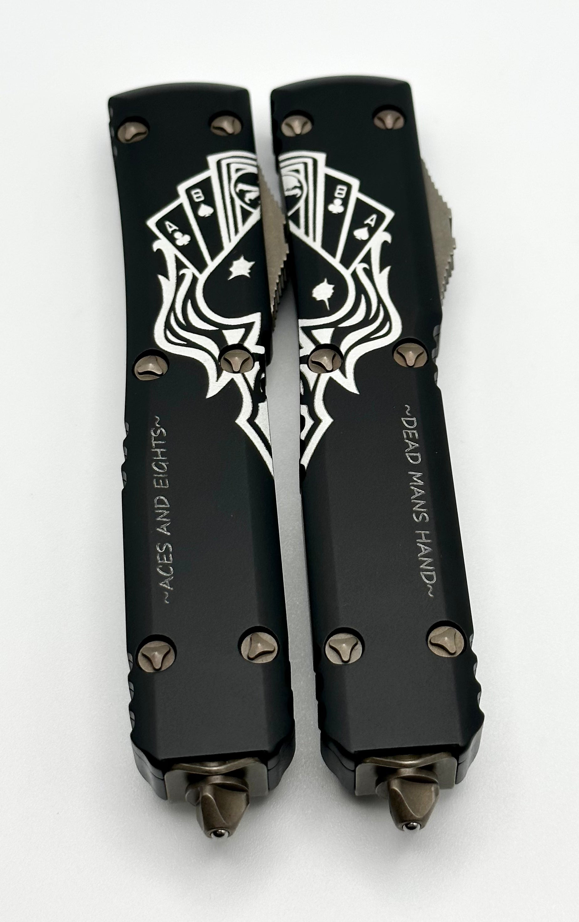 Microtech Ultratech Dead Man's Hand Hellhound & Warhound Signature Series - Premium Bronze Apocalyptic Knife Set