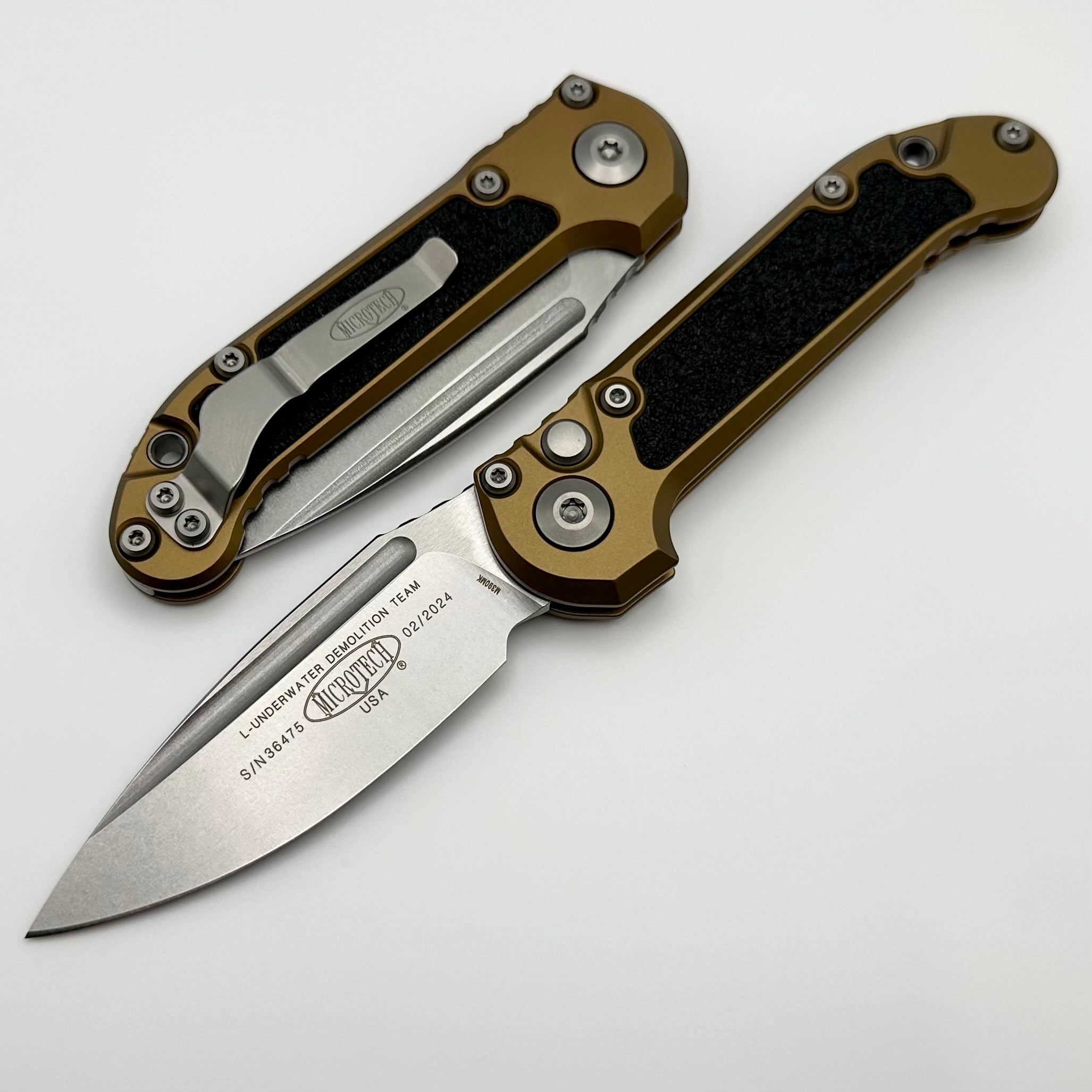 Microtech Premium LUDT Gen III Tactical Knife - Stonewash Drop Point with Tan Handle