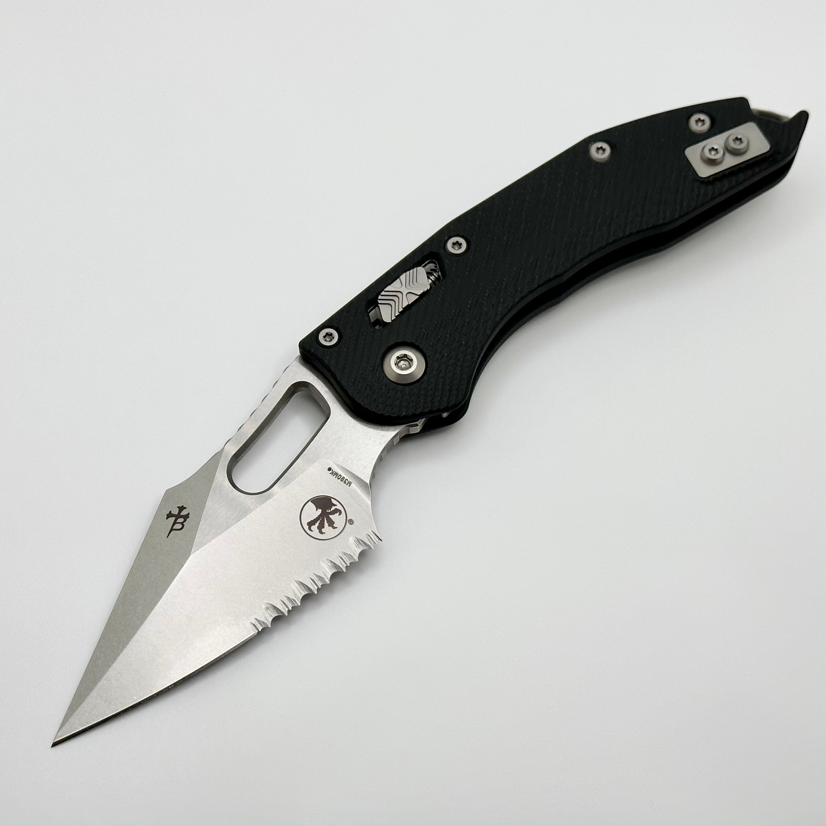 Microtech Stitch RAM LOK Tactical Knife - Premium Black G-10 Handle & Partial Serrated M390MK Blade