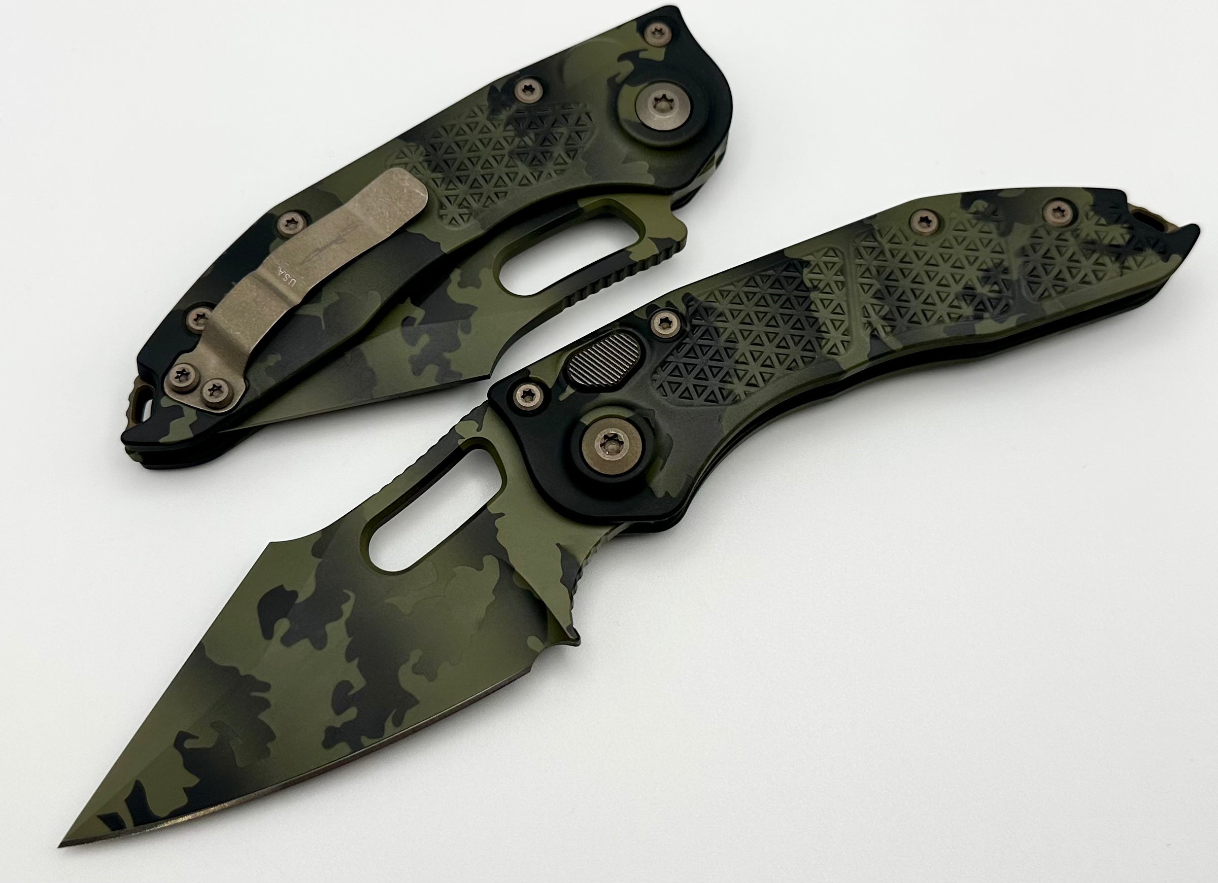 Premium Microtech Borka Stitch Olive Camo Knife - Limited Edition