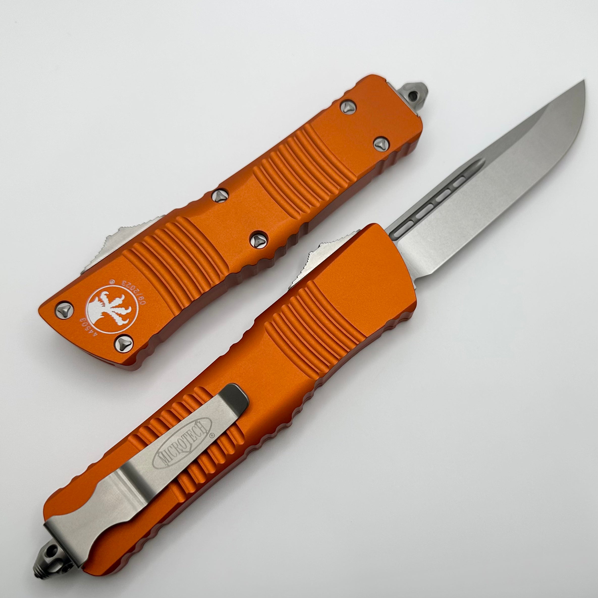 Microtech Combat Troodon Premium OTF Knife - Stonewash & Orange