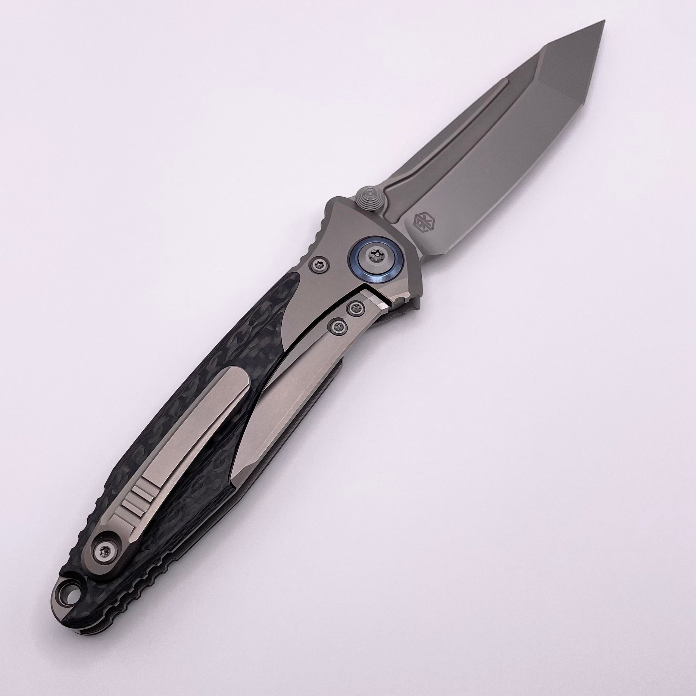 Premium Microtech Socom Bravo T/E Tactical Knife - Blue Ti Pivot & Carbon Fiber Scales