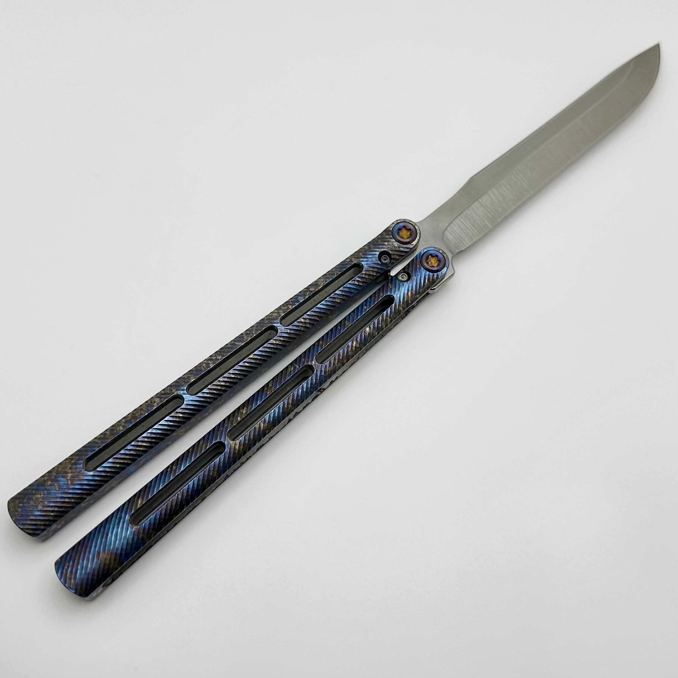 Medford Viceroy Ultimate Butterfly Knife | Flamed Titanium Handles & Tumbled S45VN Blade