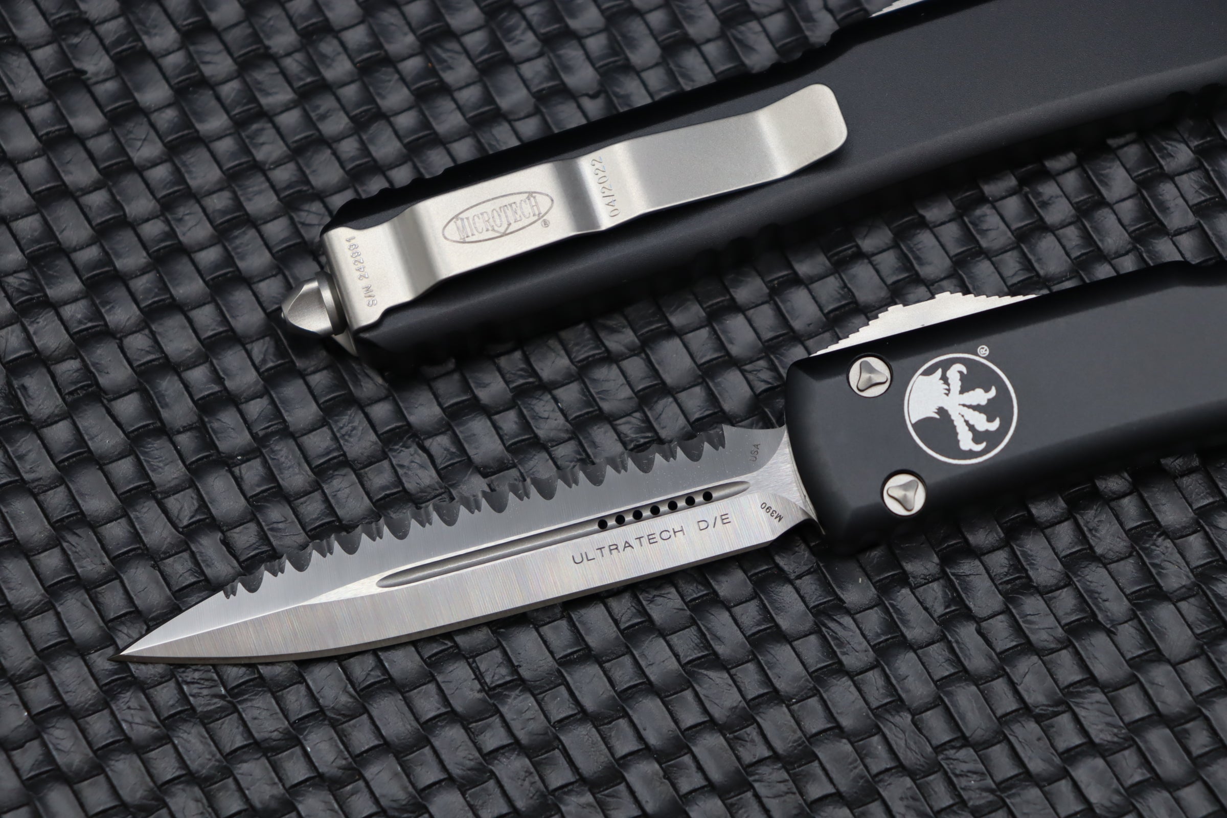 Microtech Ultratech Premium OTF Knife - Double Edge, Satin & Black