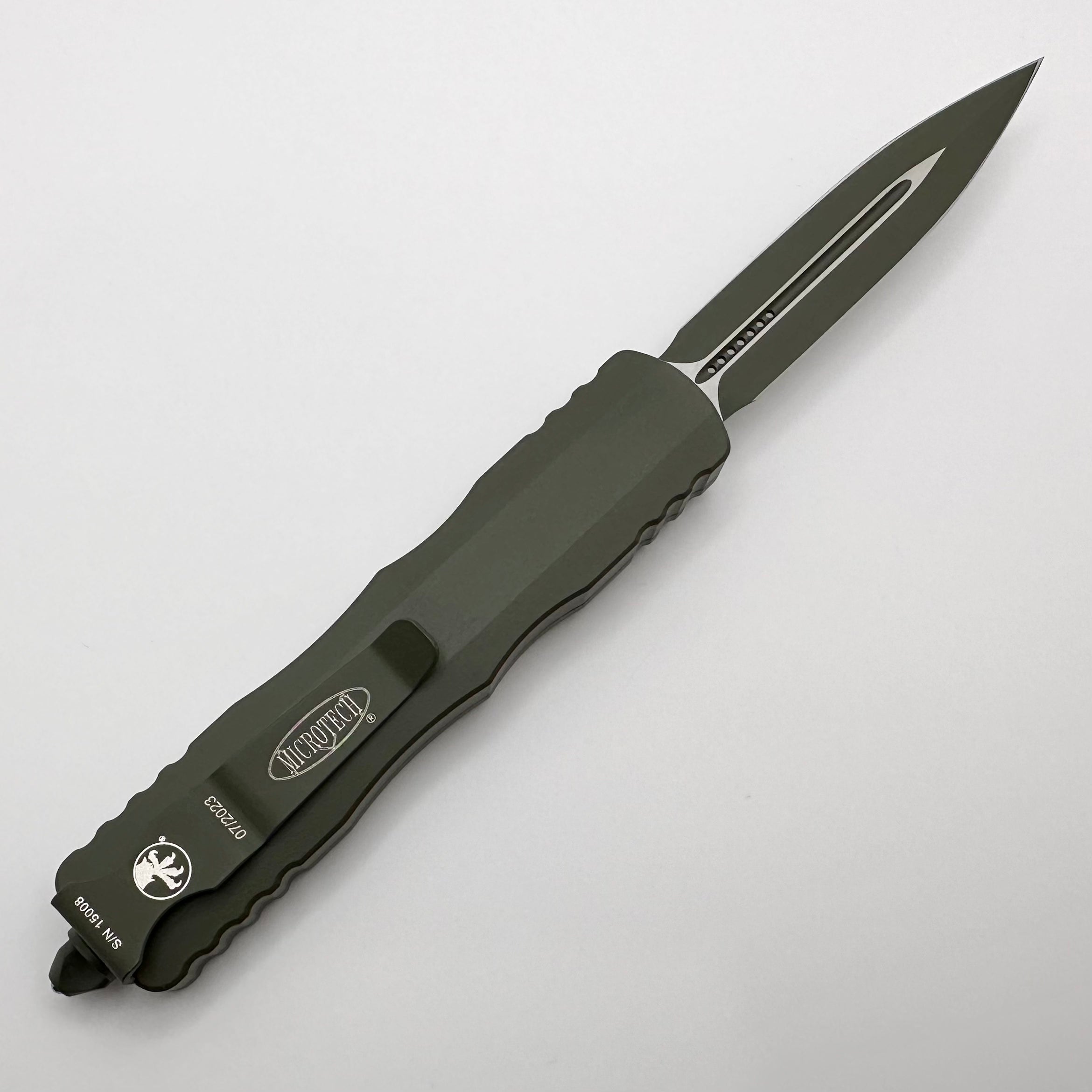 Microtech Dirac Premium Cerakote OD Green Double Edge Knife