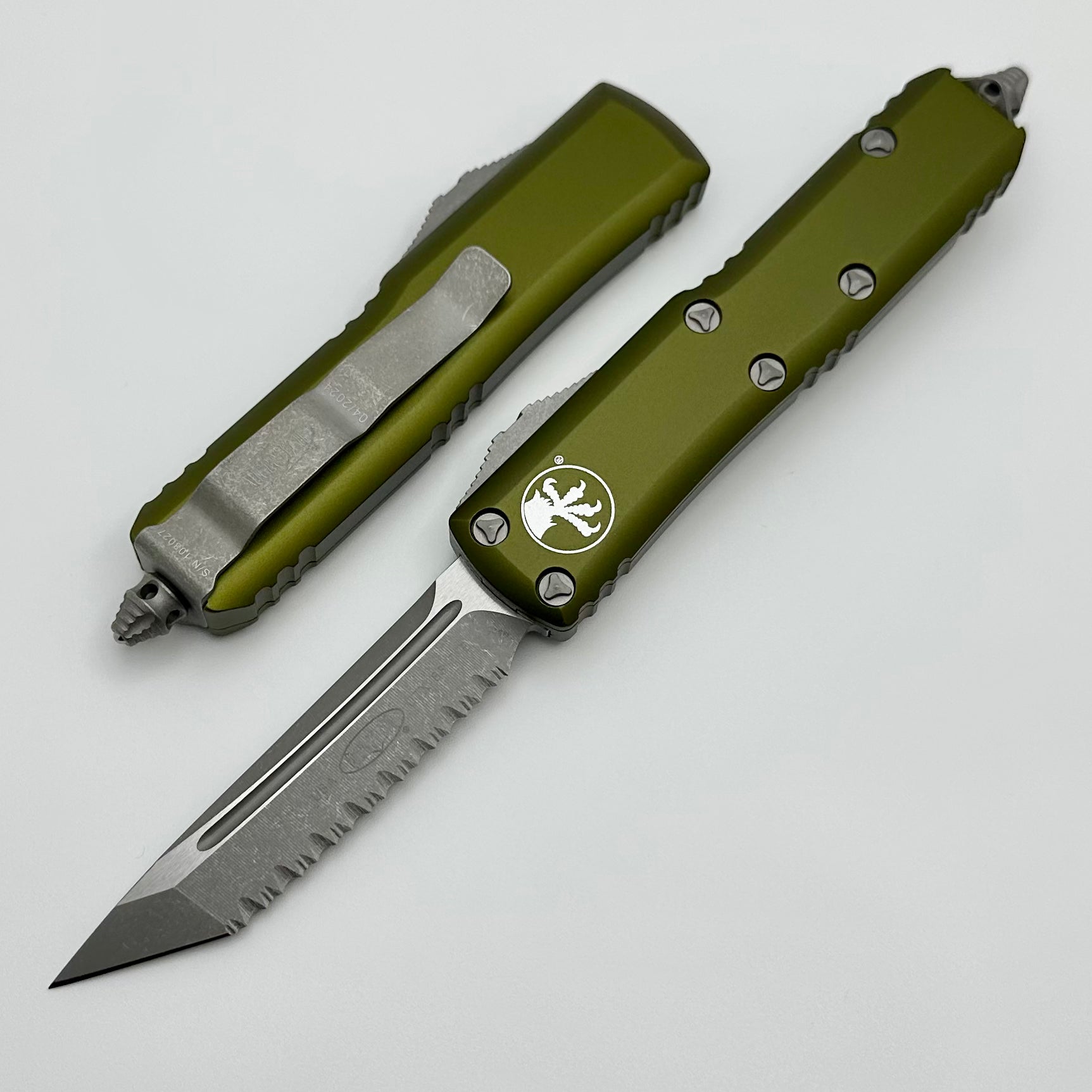 Microtech UTX-85 Tanto T/E Apocalyptic Full Serrated & OD Green 233-12APOD - Ultimate Everyday Carry Knife