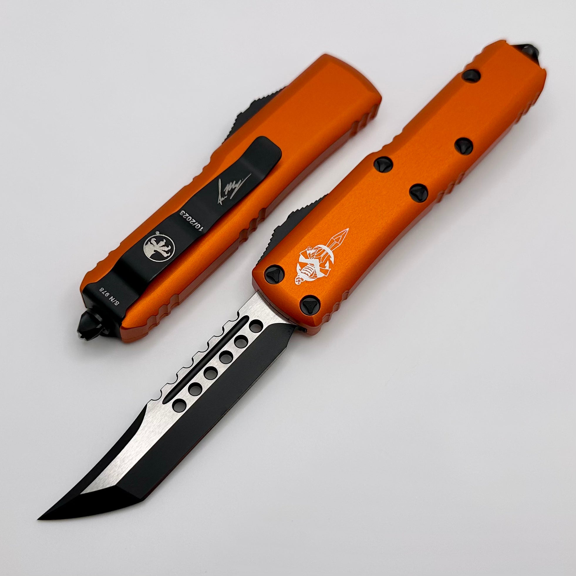 Microtech UTX-85 Premium EDC Knife - Black Hellhound & Orange Signature Series