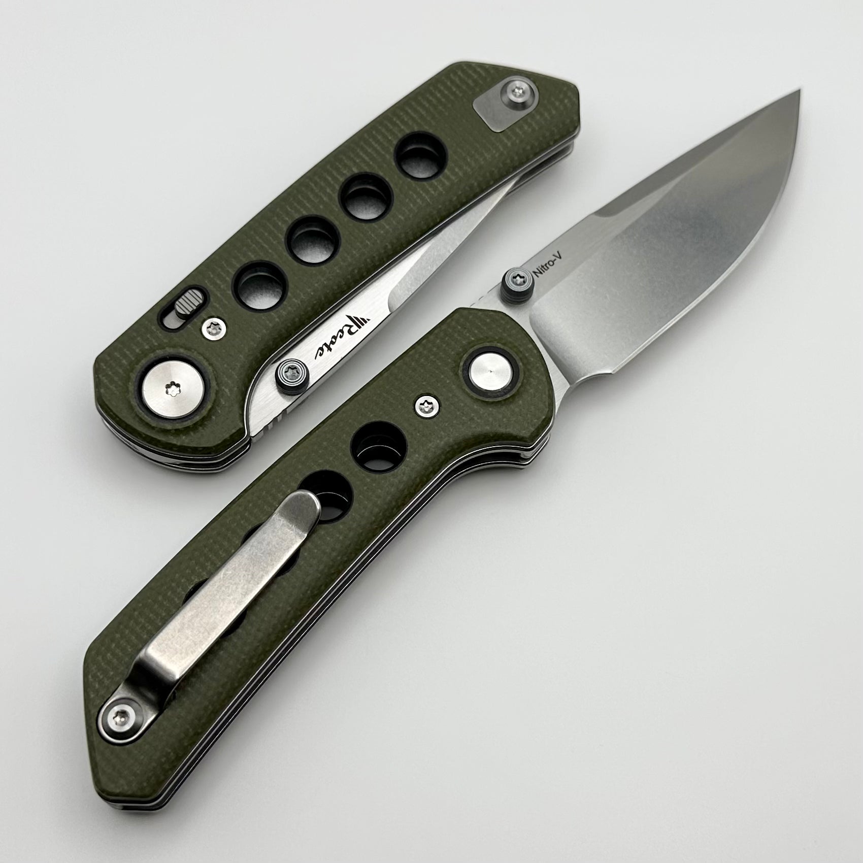 Reate Knives PL-XT Premium Folding Knife - Green Micarta & Black G-10 Inlays