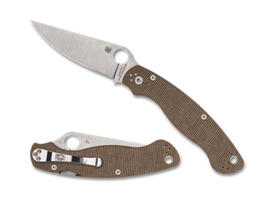 Spyderco Military 2 CruCarta Edition - Premium Brown Canvas Micarta & Cruwear Knife