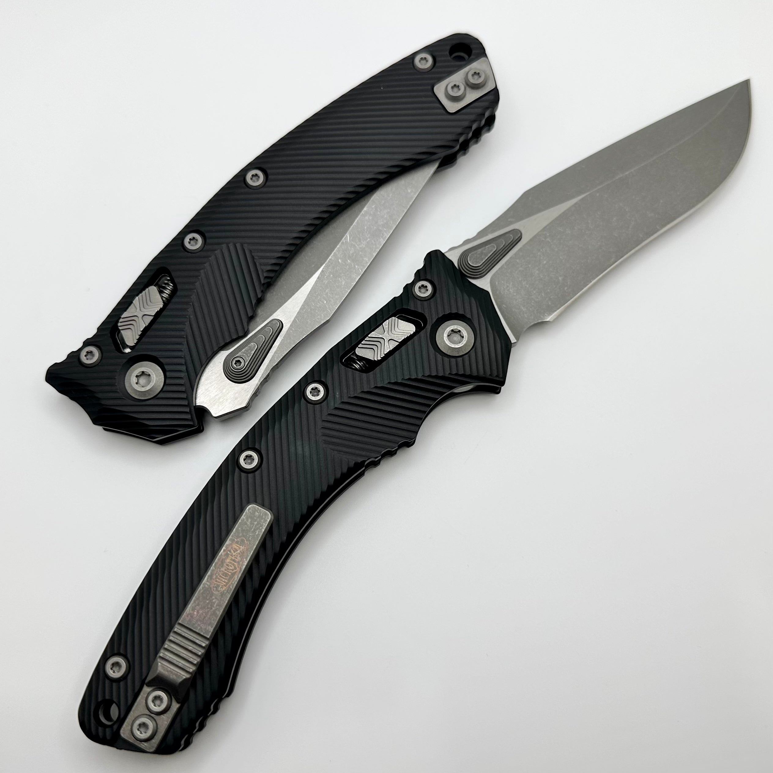 Premium Microtech Amphibian RAM LOK Knife - Black Fluted Aluminum & Apocalyptic M390MK Blade