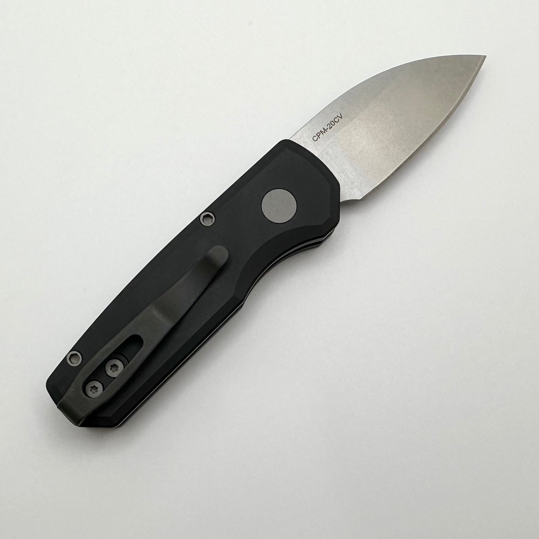 Pro-Tech Runt 5 | Premium EDC Knife with Black Aluminum Handle & Stonewash 20CV Blade