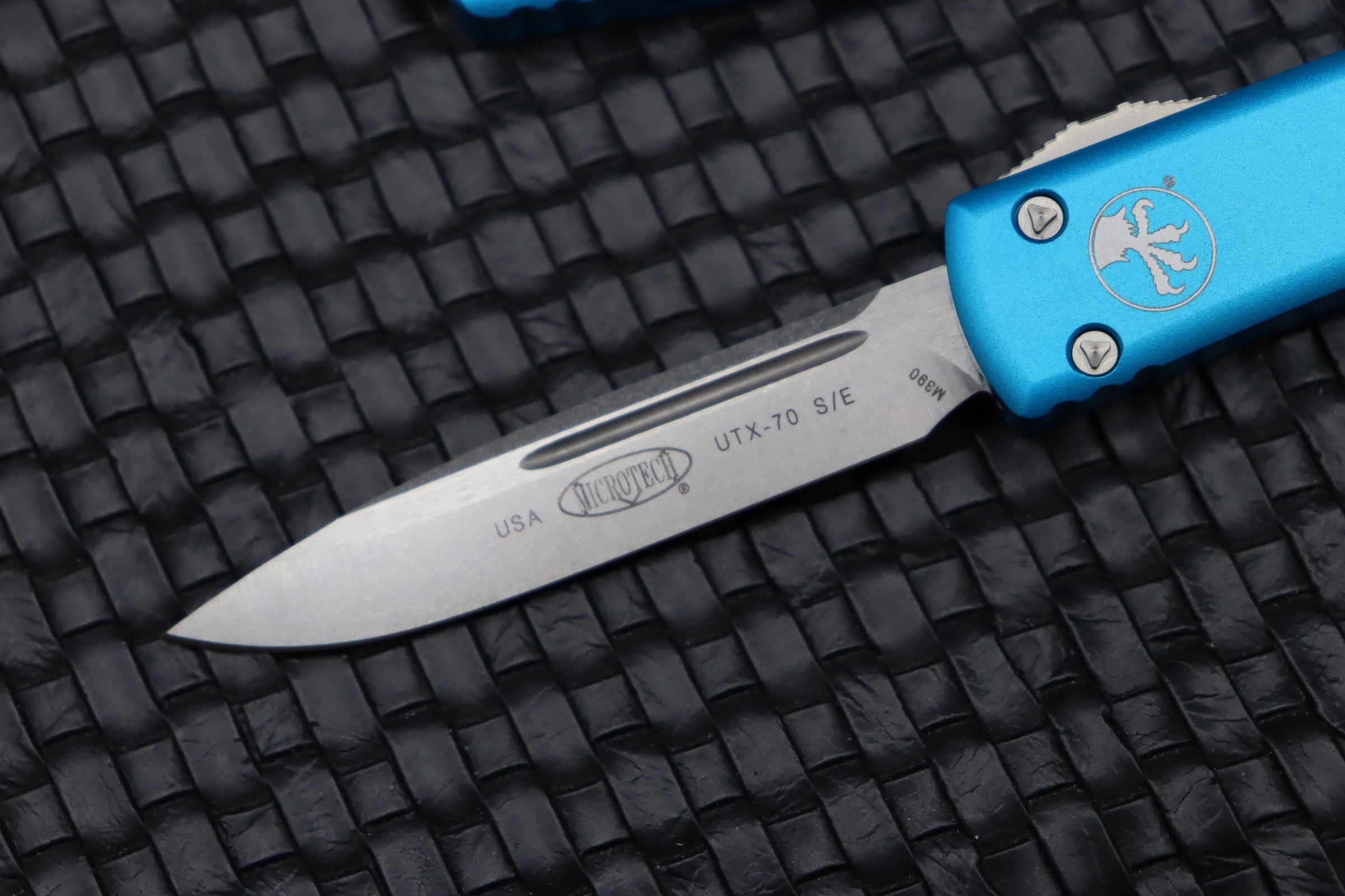 Microtech UTX-70 Premium Compact Knife - Stonewash Finish & Turquoise Accents