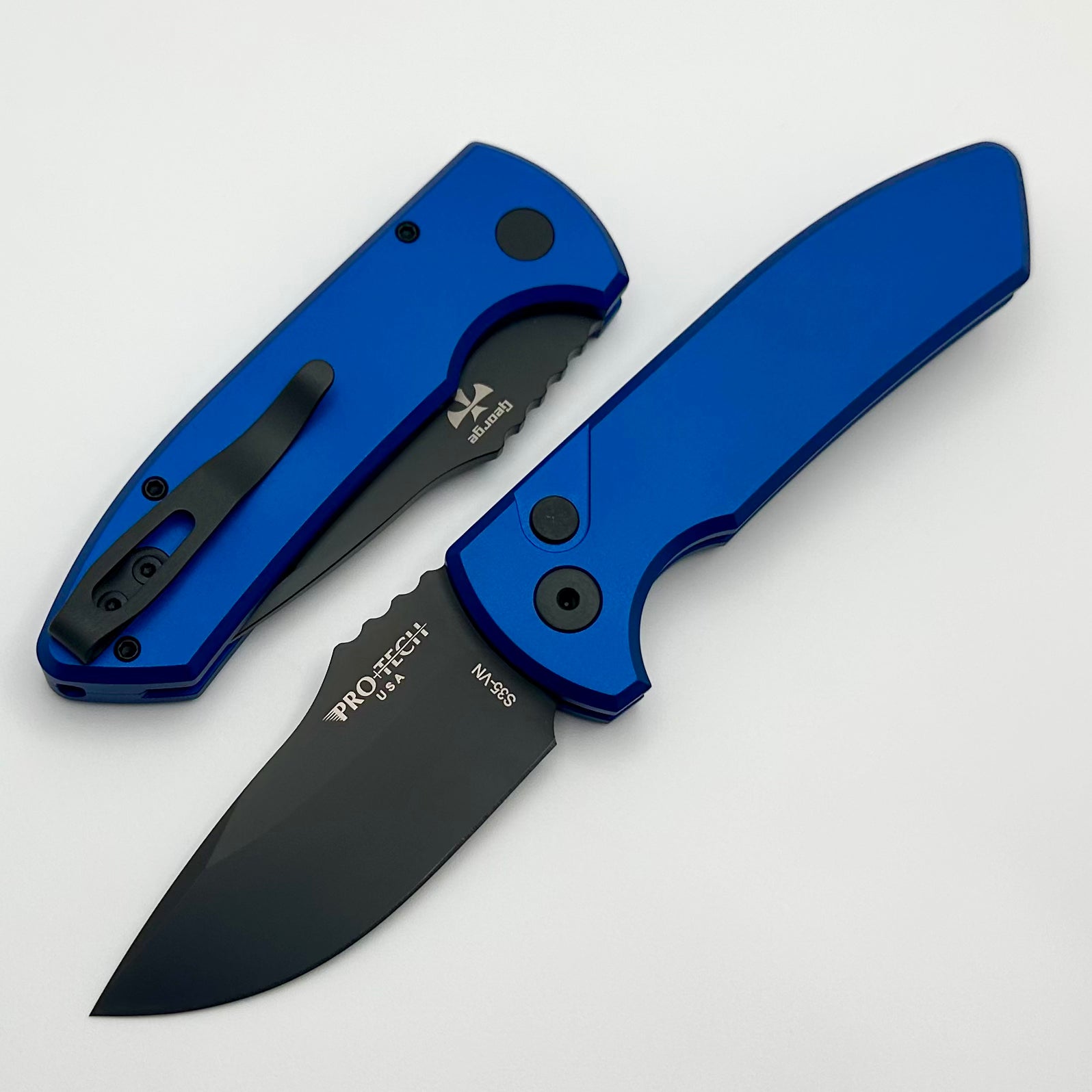 Pro-Tech SBR Ultimate Compact Folding Knife - Blue Aluminum Handle & S35VN Black Blade