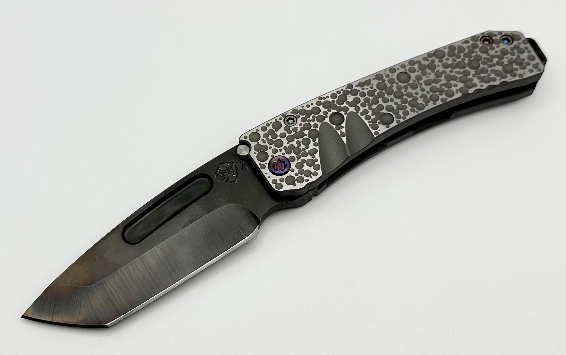 Medford Midi Marauder Vulcan S45 Tanto: Premium EDC Knife with Moon Craters Handles & Flamed Hardware