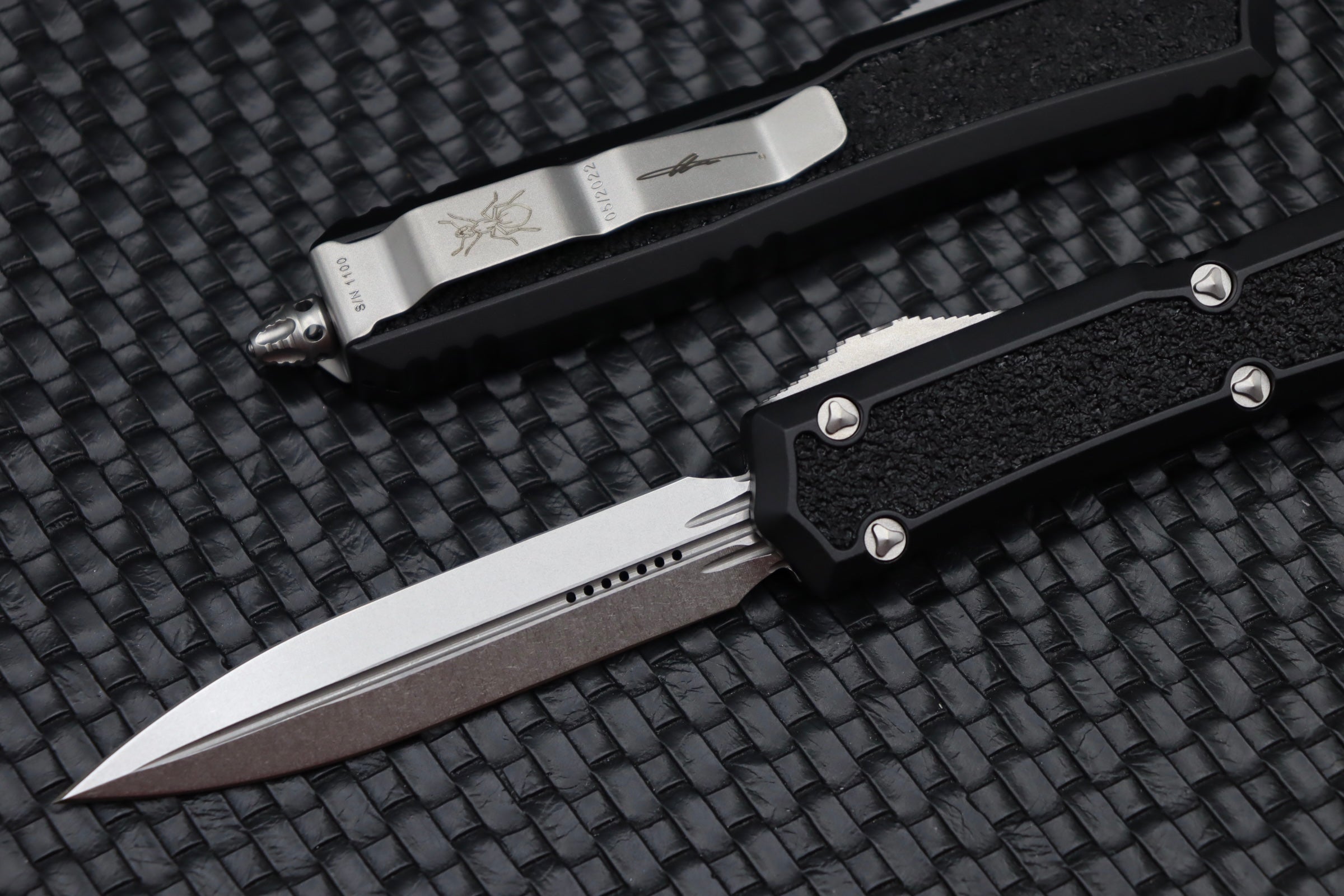 Microtech Makora Premium Double Edge Tactical Knife - Stonewash & Black