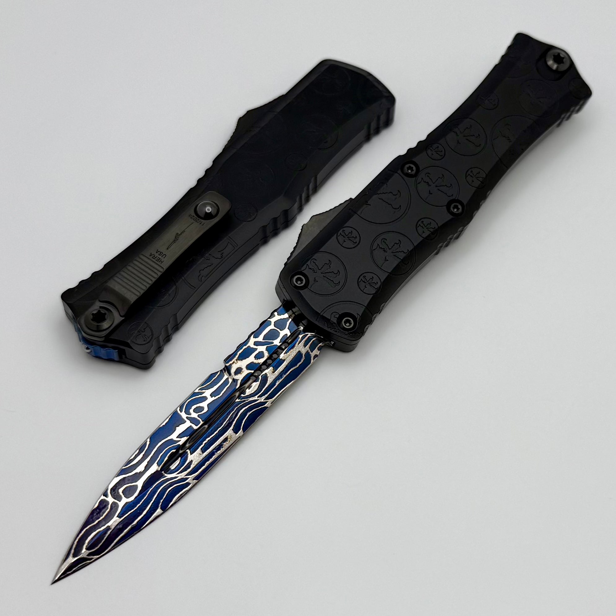 Microtech Marfione Select Hera II Mini Signature Series - Premium Damascus Blade & Black Claw Burst Handle