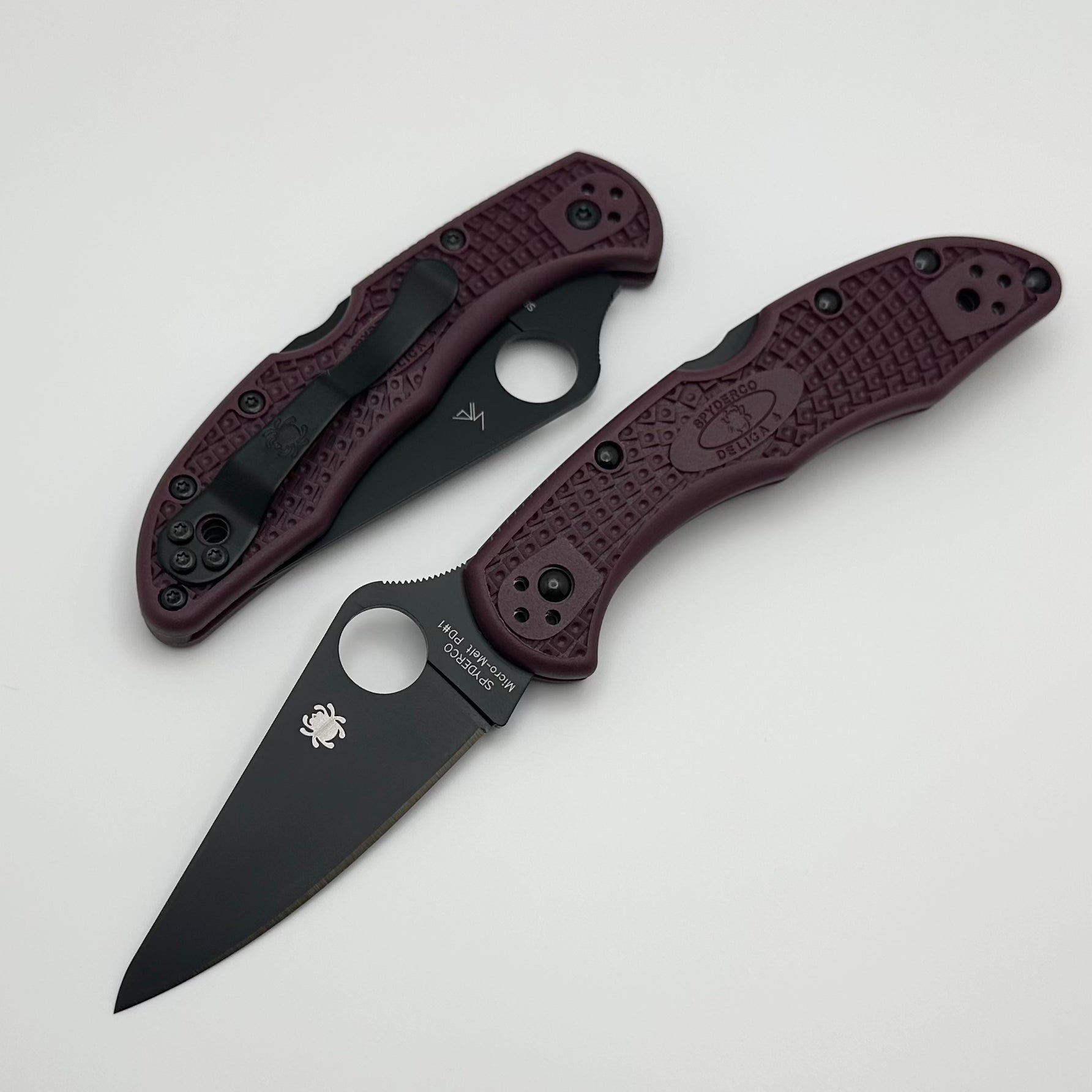 Spyderco Delica 4 Ultimate Micro-Melt PD#1 Knife - Burgundy FRN Sprint Run