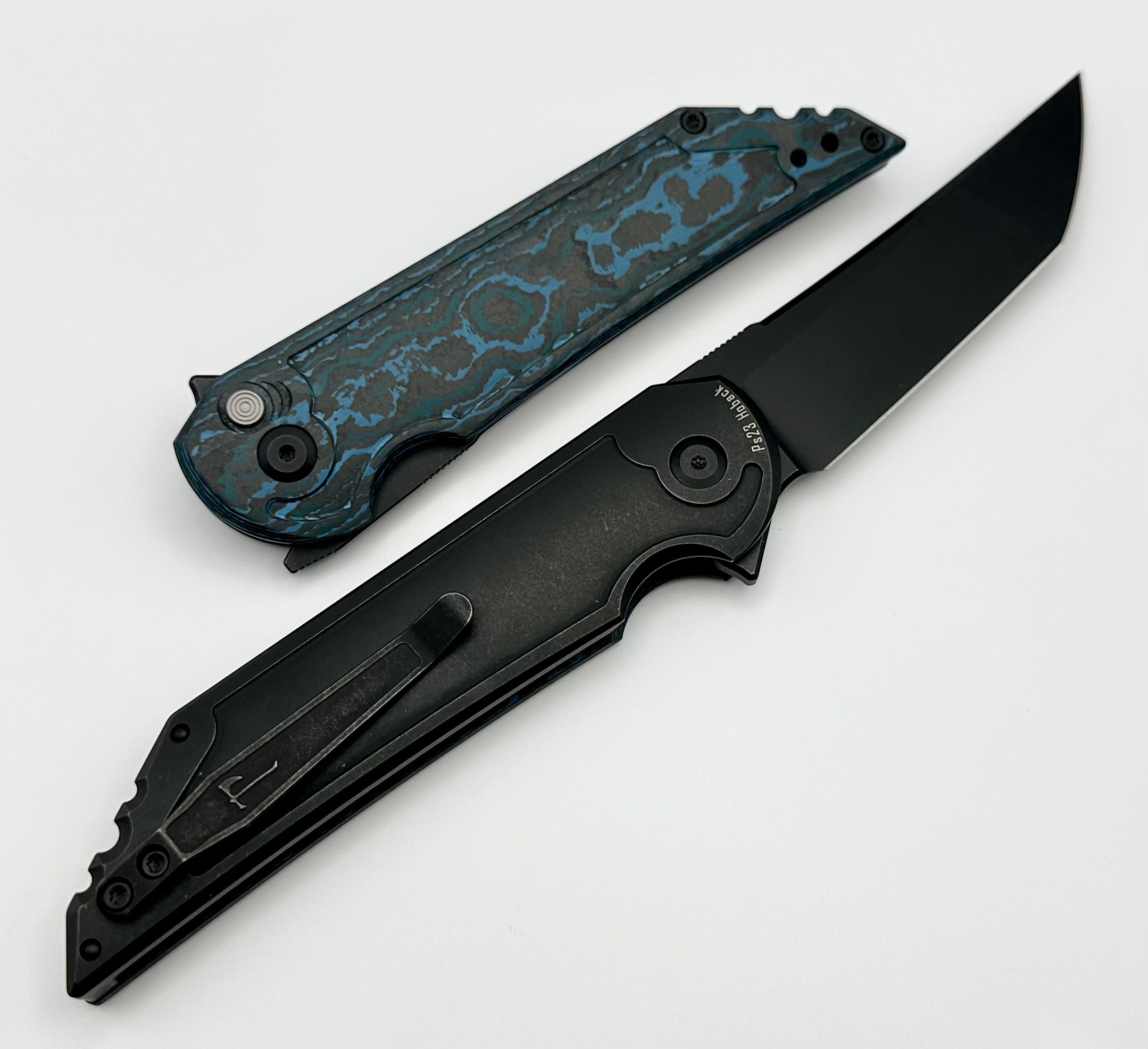 Premium Hoback Kwaiback Folding Knife - Arctic Storm Carbon Fiber & DLC 20CV Blade