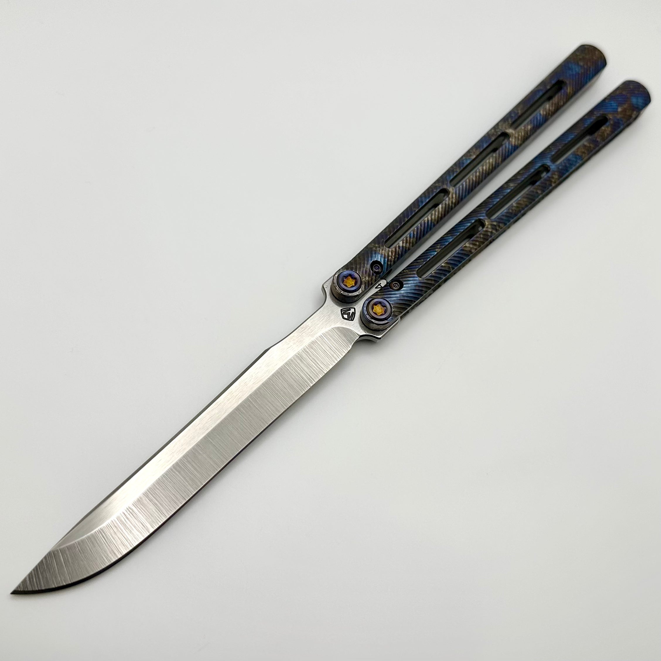 Medford Viceroy Ultimate Butterfly Knife | Flamed Titanium Handles & Tumbled S45VN Blade