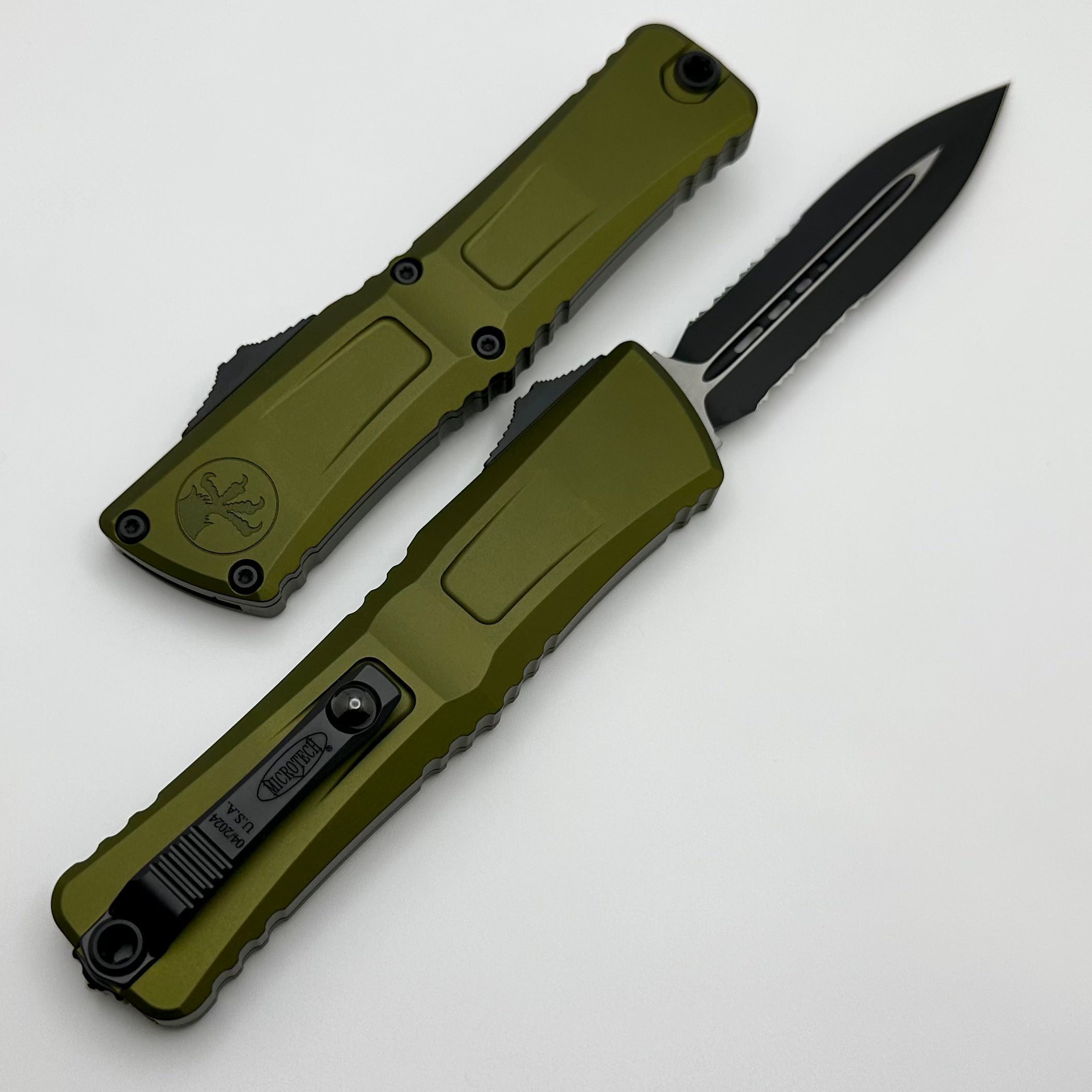 Microtech Combat Troodon Gen III Premium Tactical Knife - Black Double Edge & OD Green