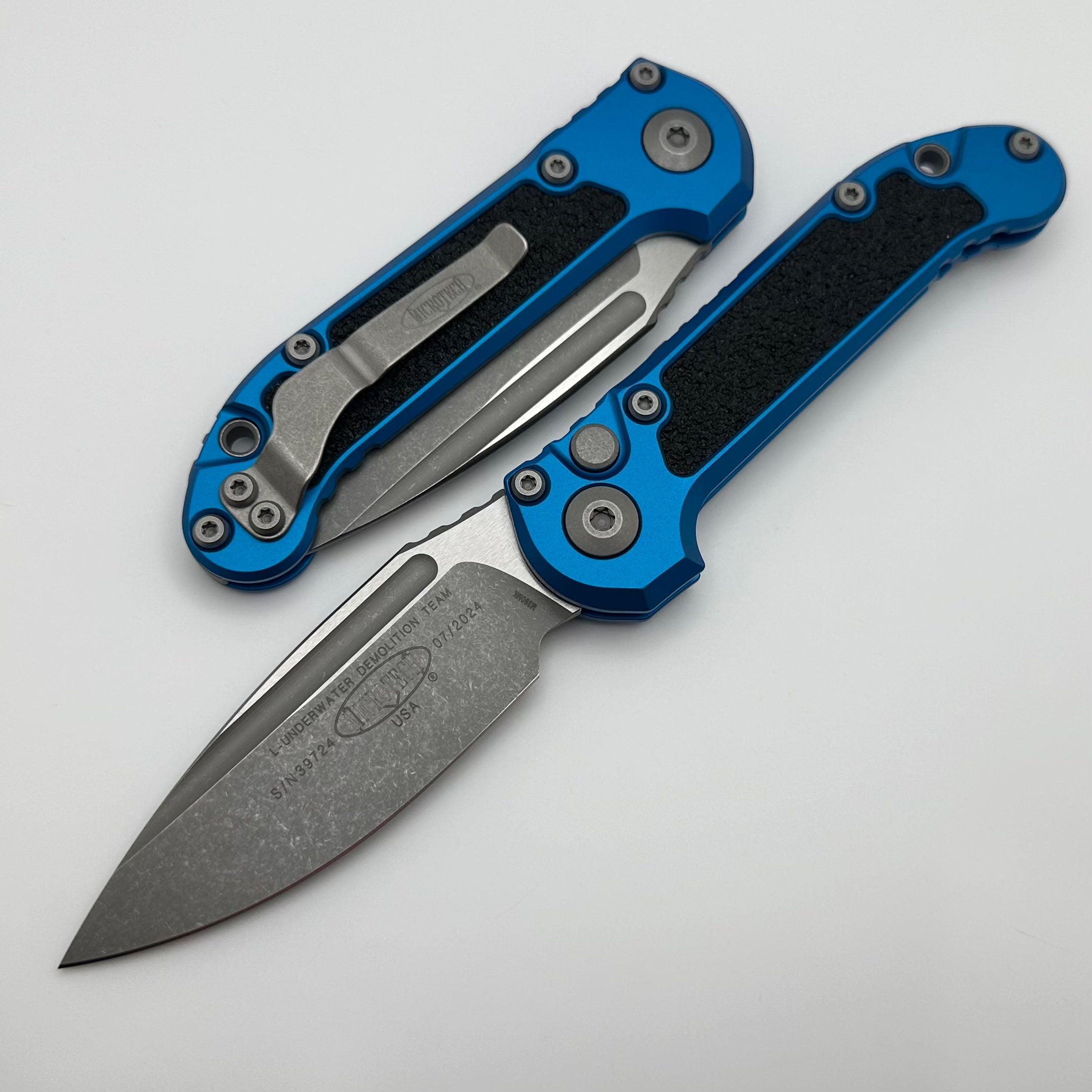Premium Microtech LUDT Gen III Apocalyptic Drop Point Knife - Blue Aluminum Handle
