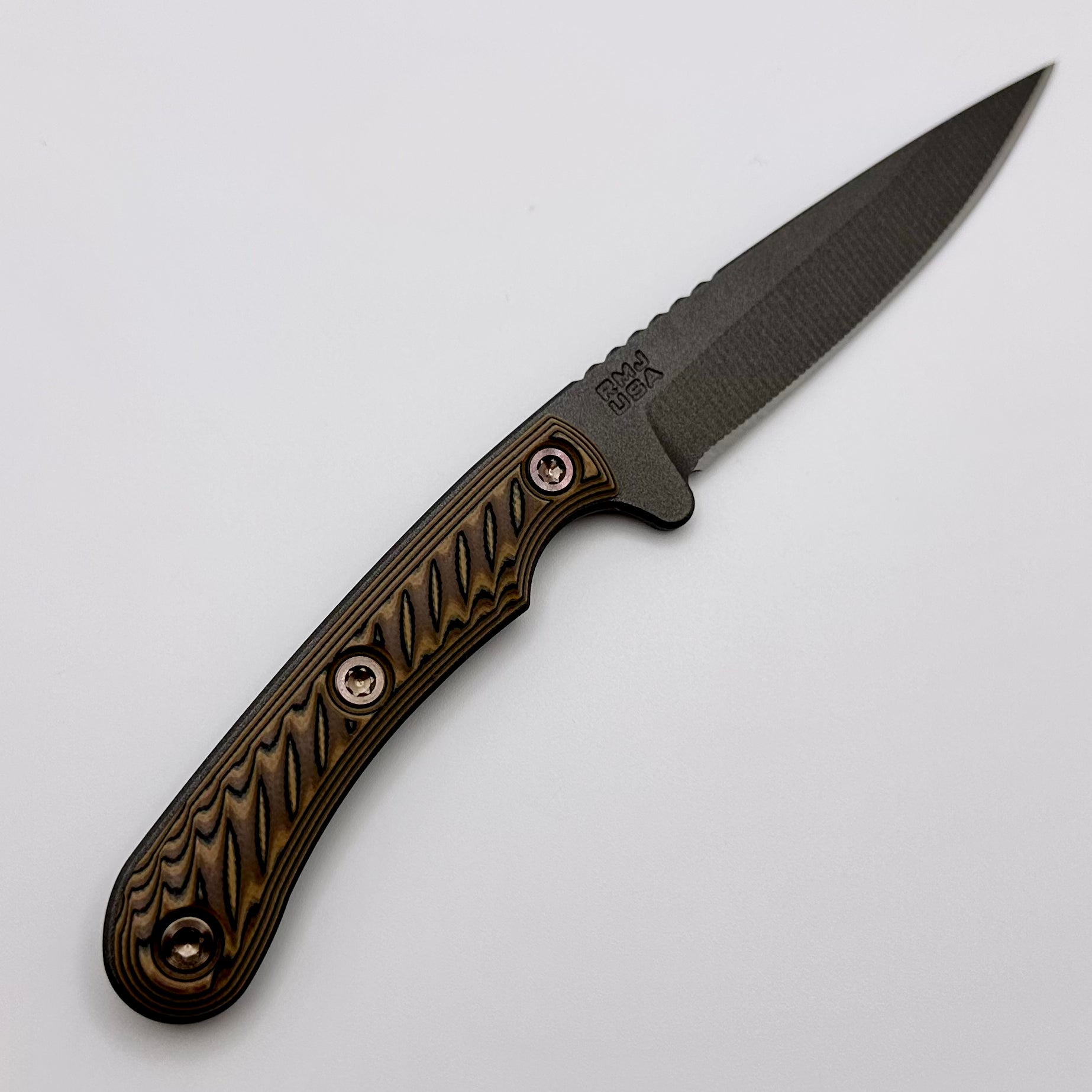 Ultimate RMJ Tactical Sparrow Fixed Blade - Hyena Brown G-10 & Nitro-V | Premium EDC Knife