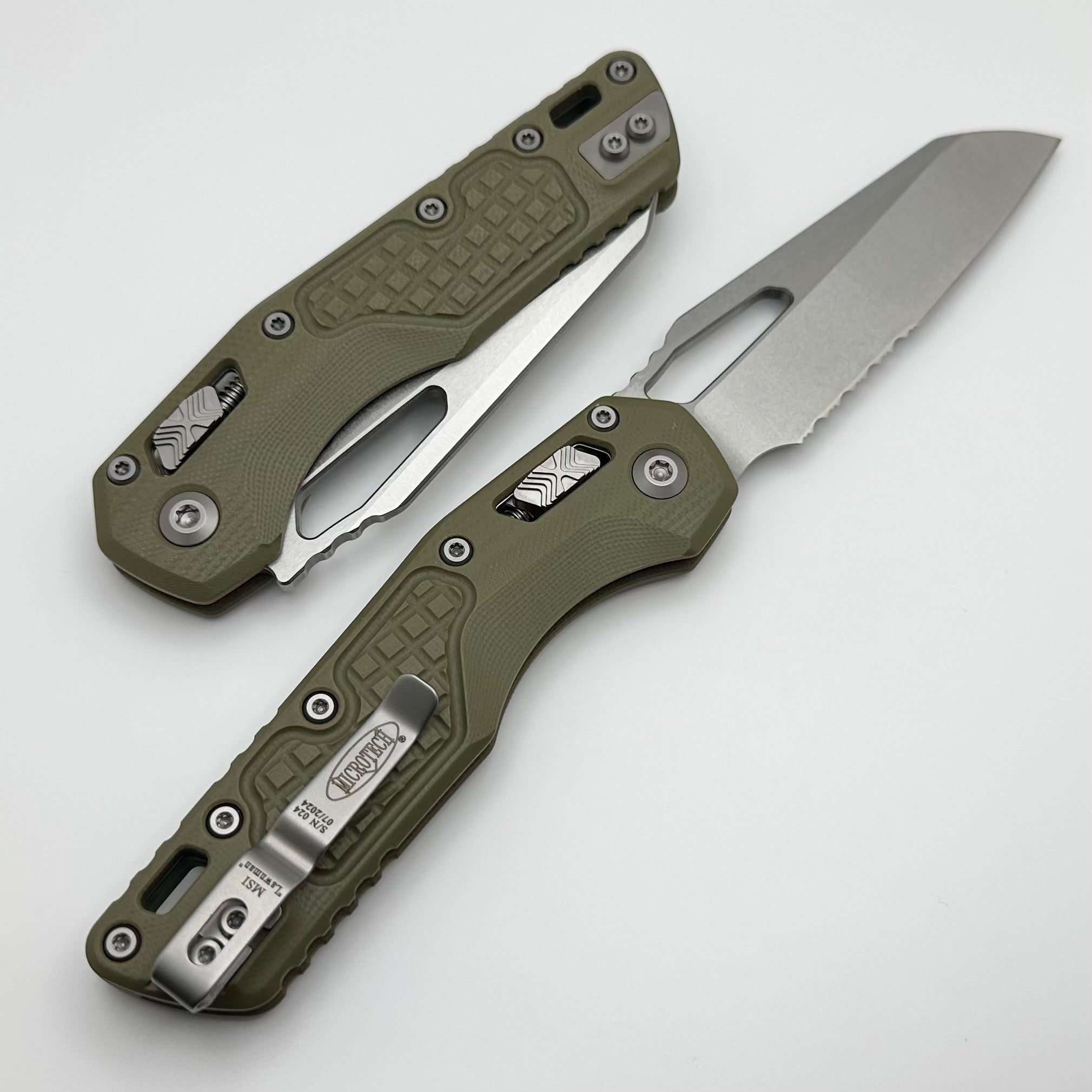 Microtech MSI Lawnman RAM LOK Premium Tactical Knife - OD Green G-10 & Serrated M390MK Blade