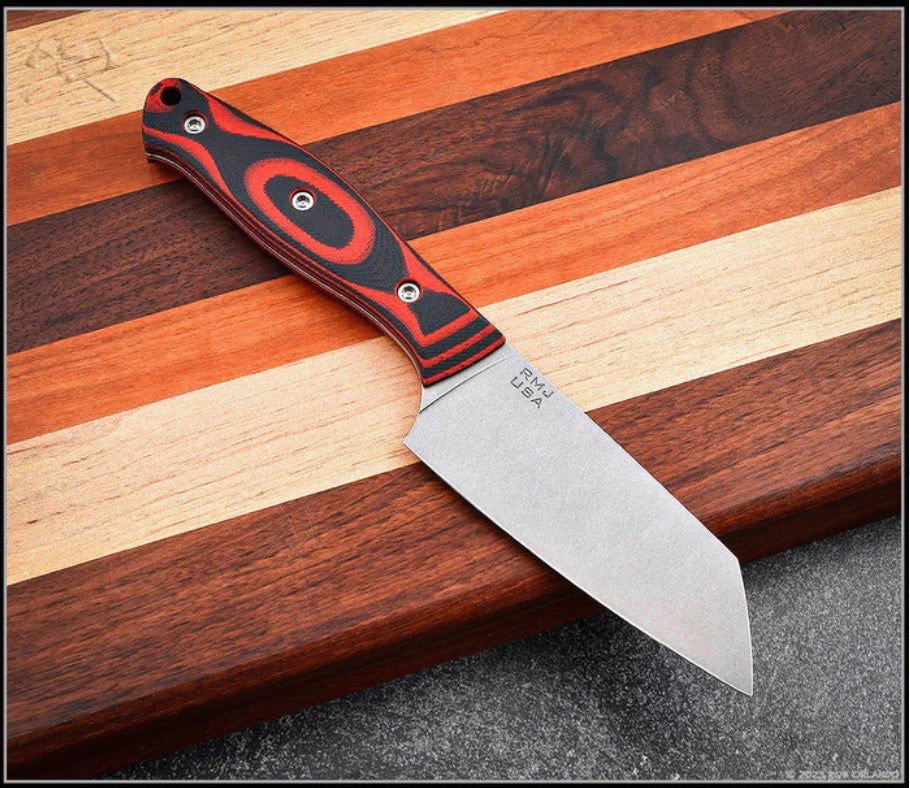 RMJ Tactical Osprey 9 Premium Fixed Blade Knife - Stonewash Sandvik 14C28N & Black Widow G10