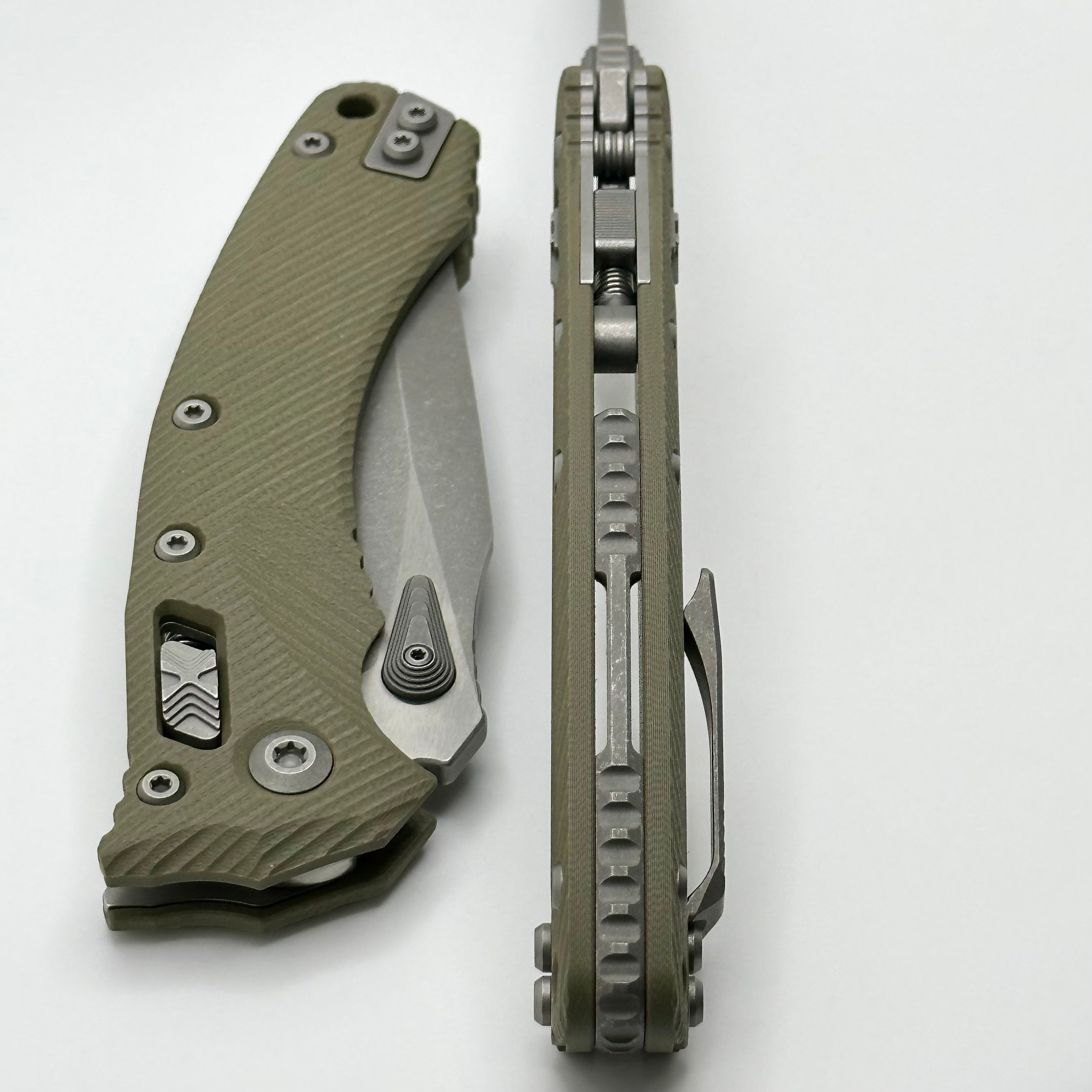 Microtech Amphibian RAM LOK OD Green Tactical Knife - Premium G-10 Handle & Apocalyptic M390MK Blade