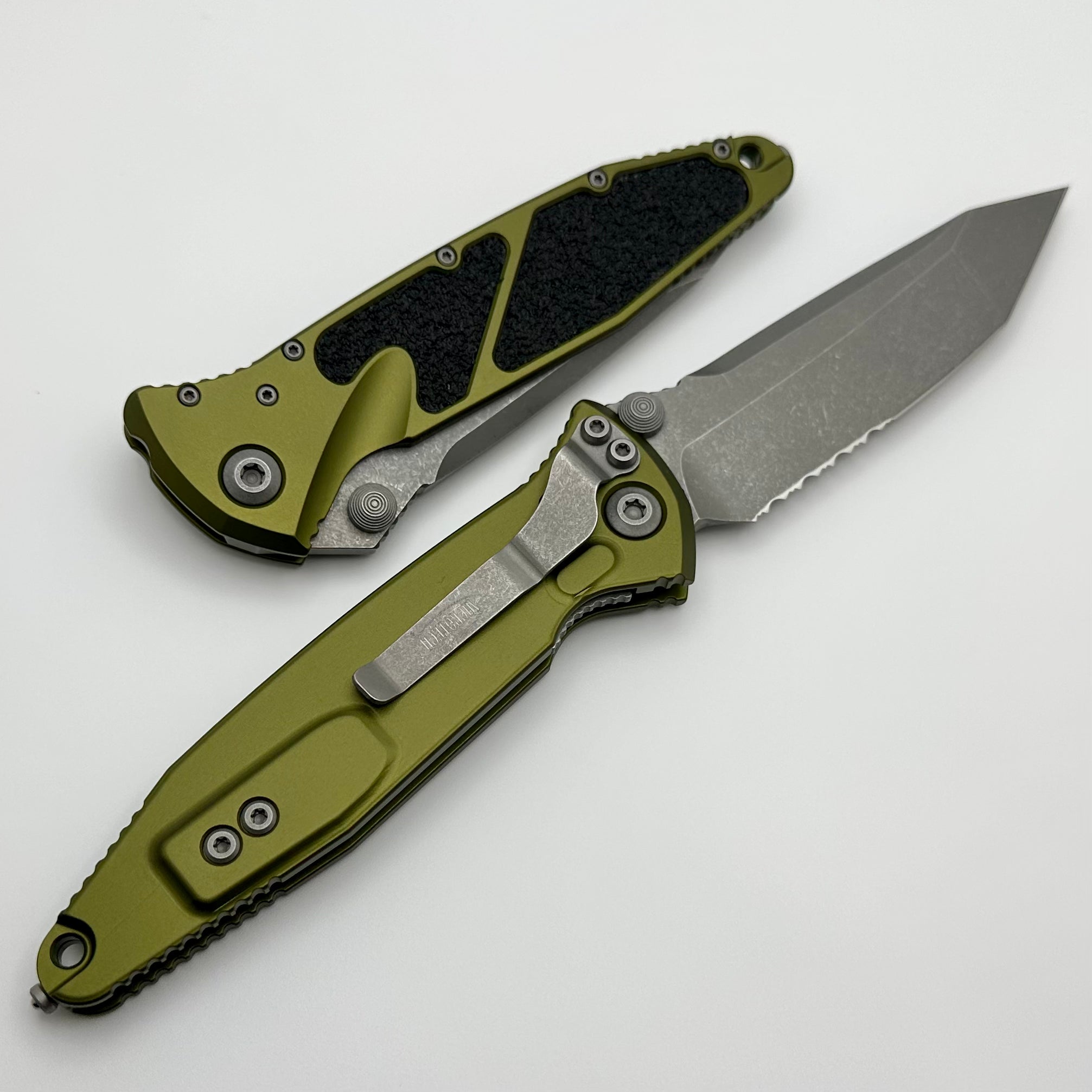 Microtech Socom Elite Manual Tanto Apocalyptic Partial Serrated & OD Green 161-11APOD - Premium Tactical Knife