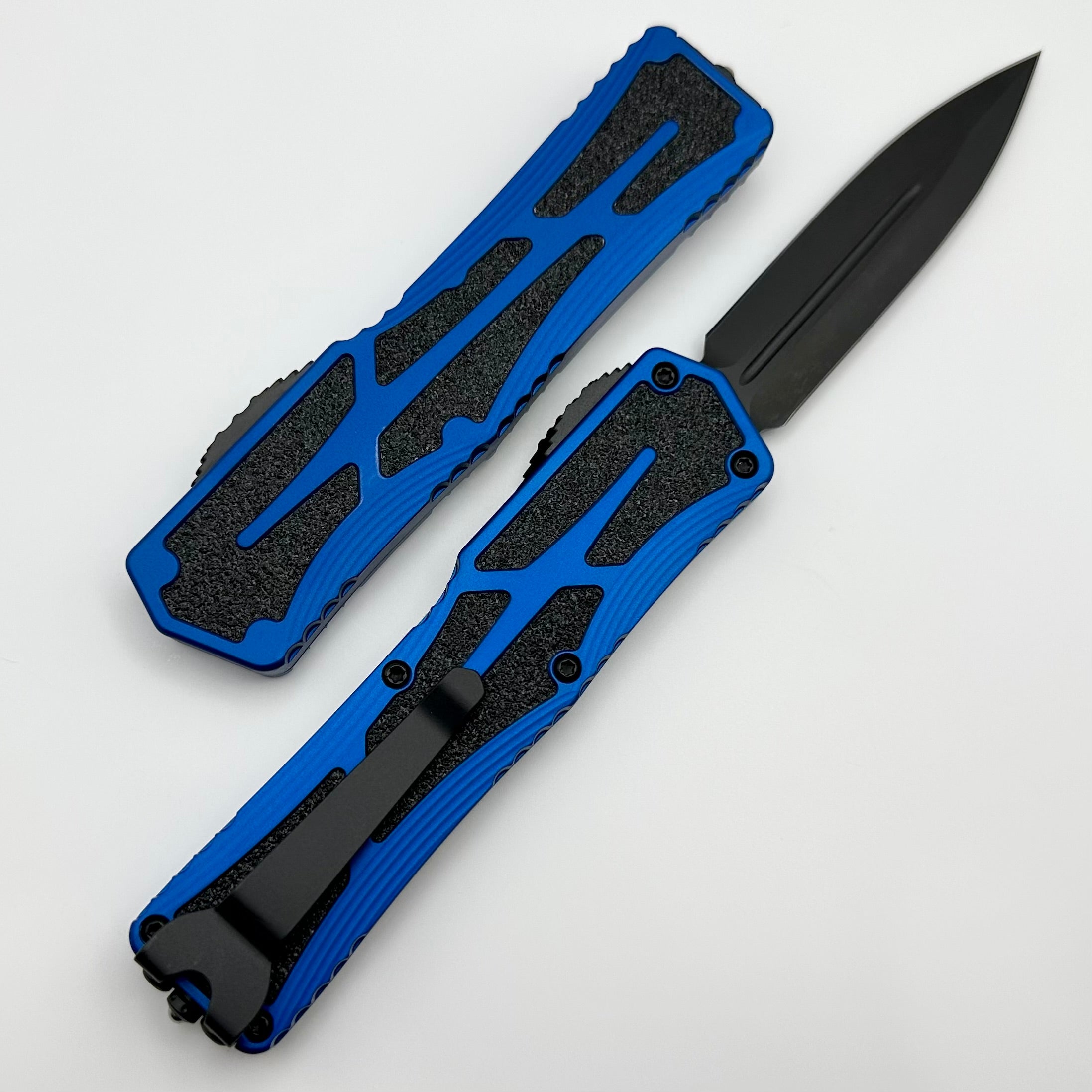 Heretic Knives Colossus DLC Magnacut Double Edge Tactical Knife - Blue Aluminum Handle