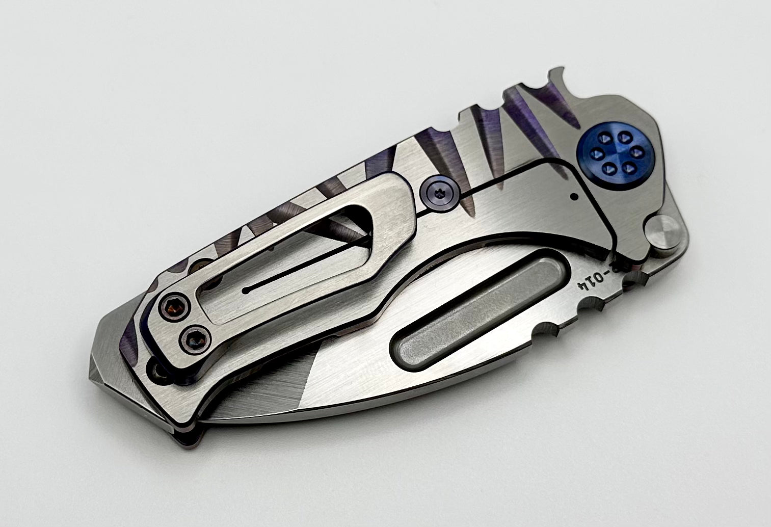 Medford Micro Praetorian T - Compact Tactical Knife with S45 Tumbled Tanto Blade & Violet Accents