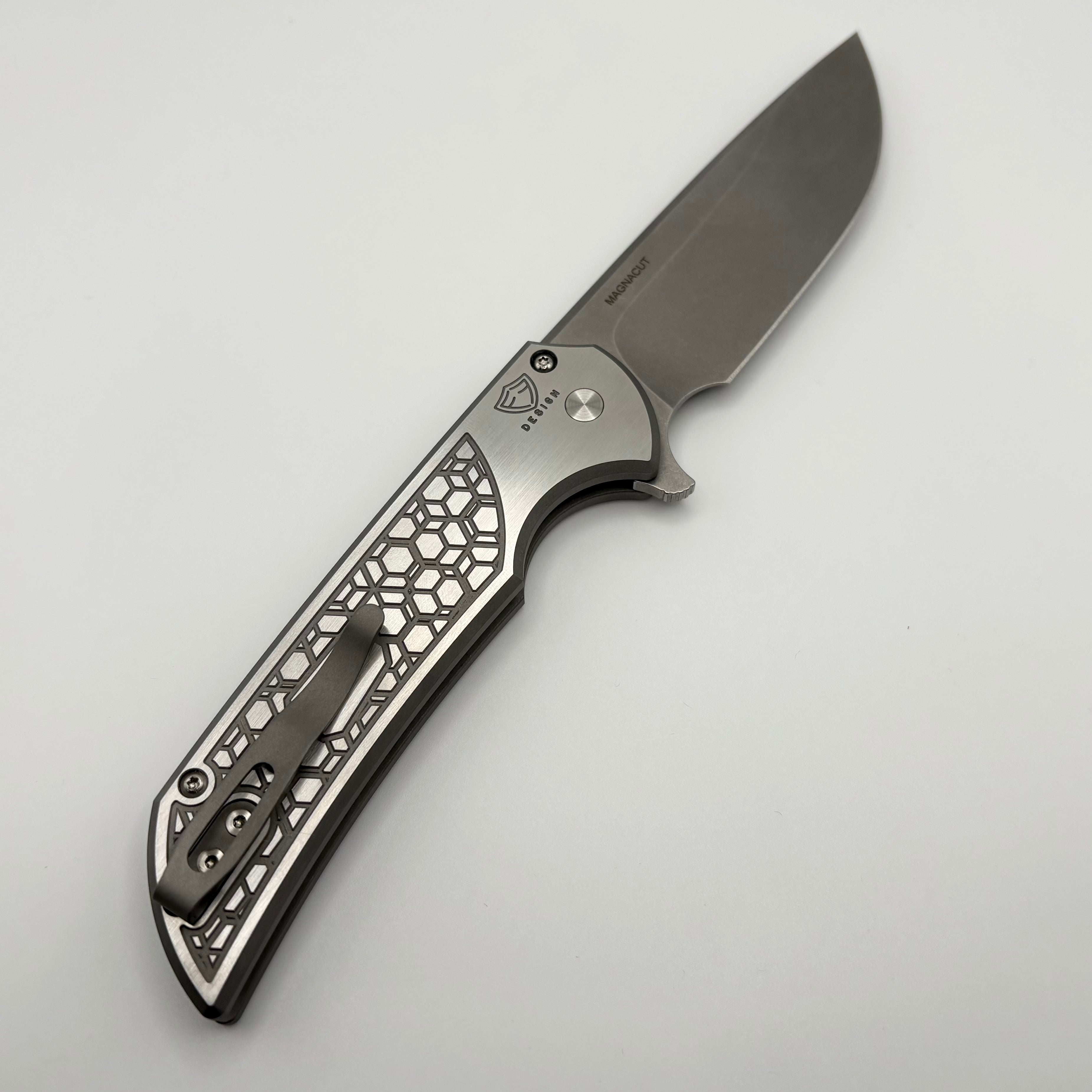 Pre-Owned Pro-Tech Mordax Custom Knife - Stainless Gridlock Handle & Stonewash MagnaCut Blade