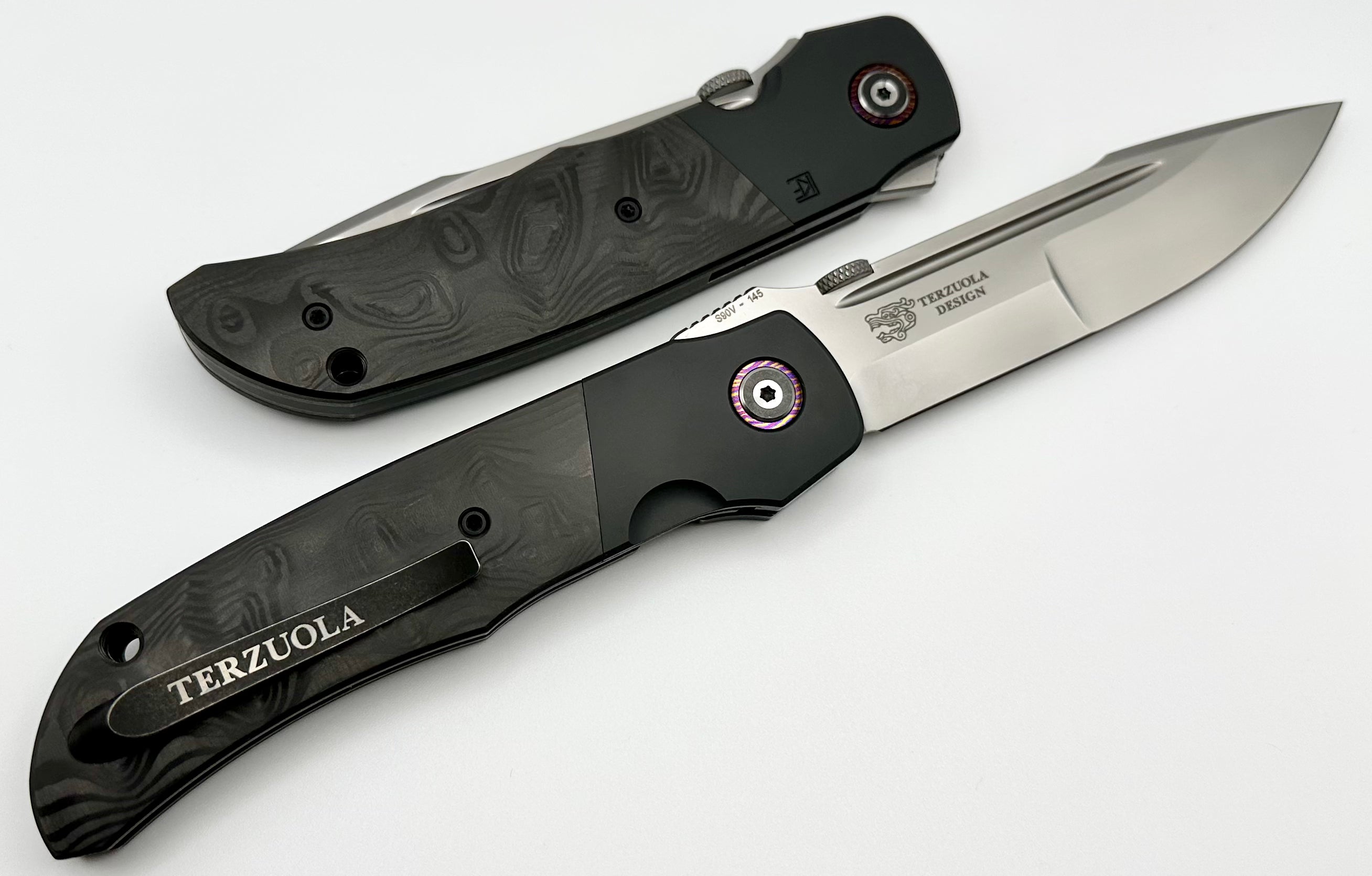 Premium Custom Knife Factory Eagle Rock: Black Carbon Fiber & S90V Steel