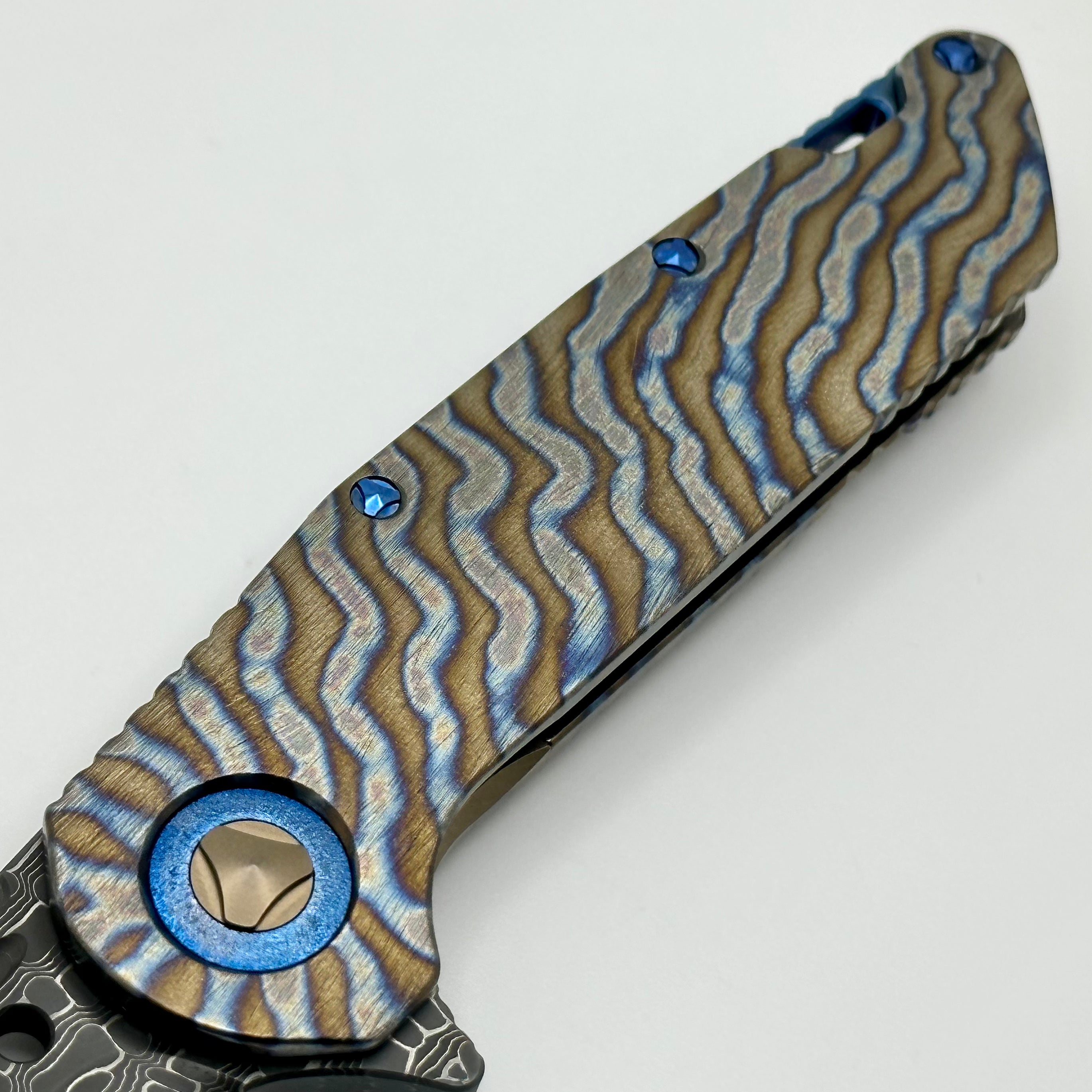 Premium Marfione Warhound Titanium Custom Knife - Vegas Forge Damascus Blade