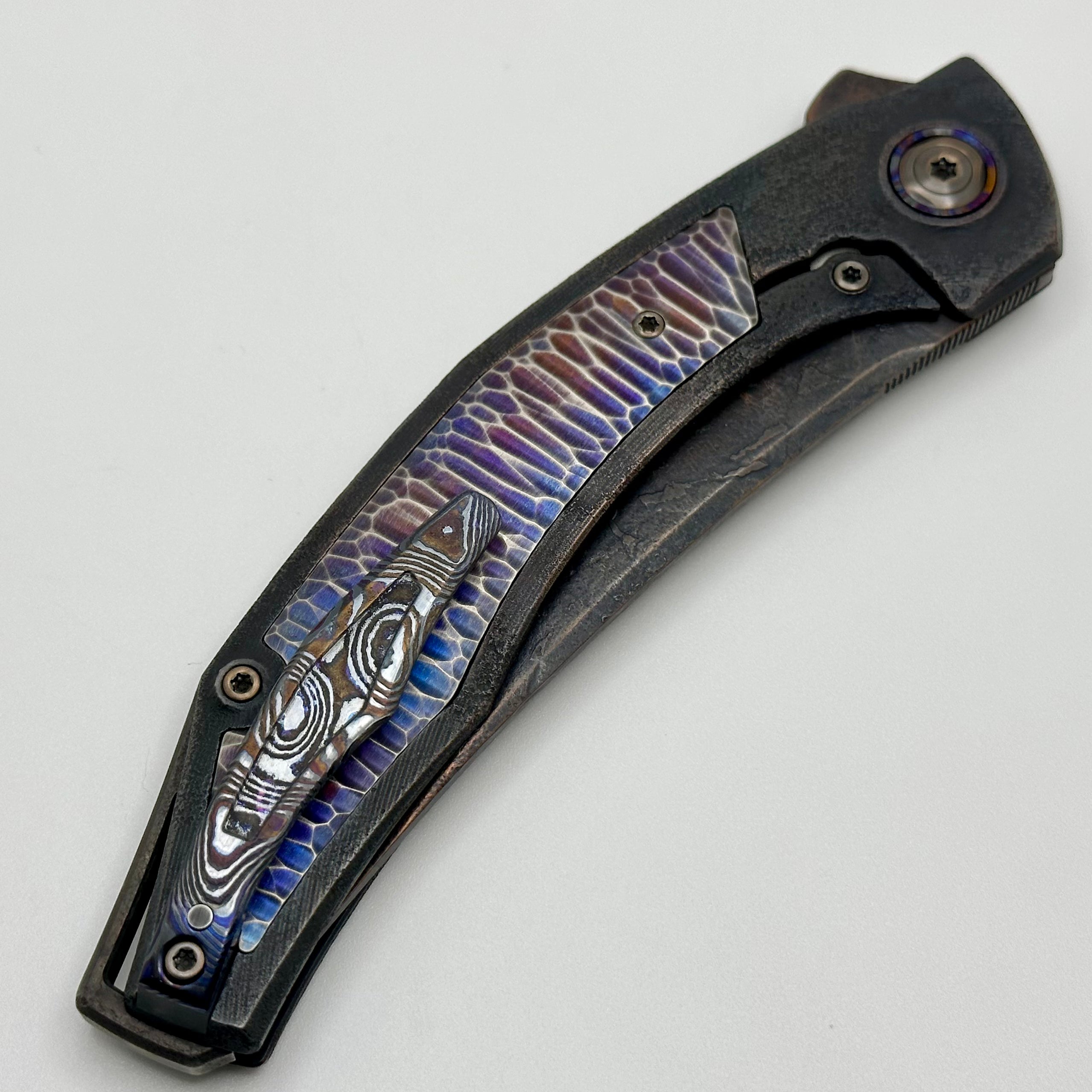 Premium Custom Knife Factory ONE OFF Ablya - Textured & Distressed Titanium