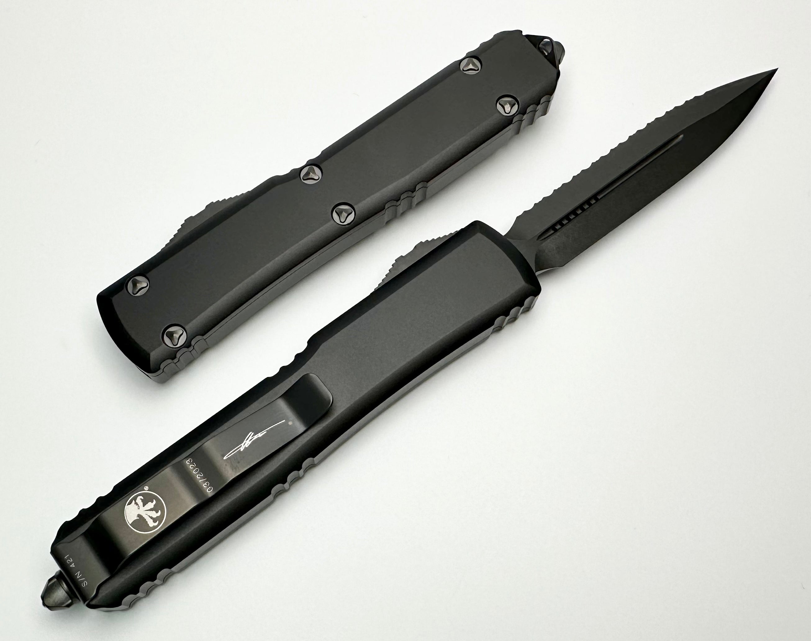 Premium Microtech Ultratech DLC Black Tactical Knife - Signature Series