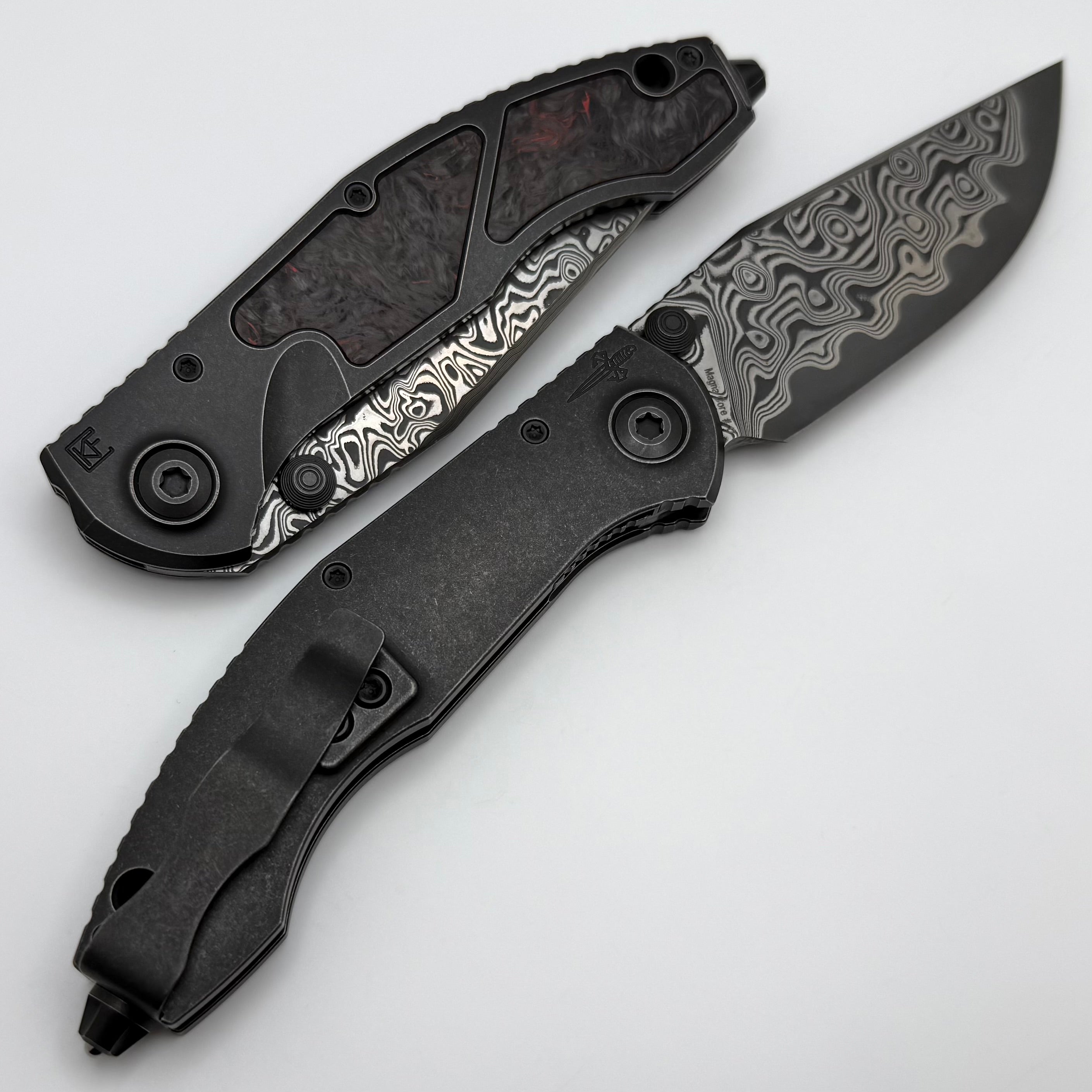 Premium Custom Knife Factory & Anthony Marfione Sokosha - Blackwash/Red Carbon Fiber with MagnaCore Blade