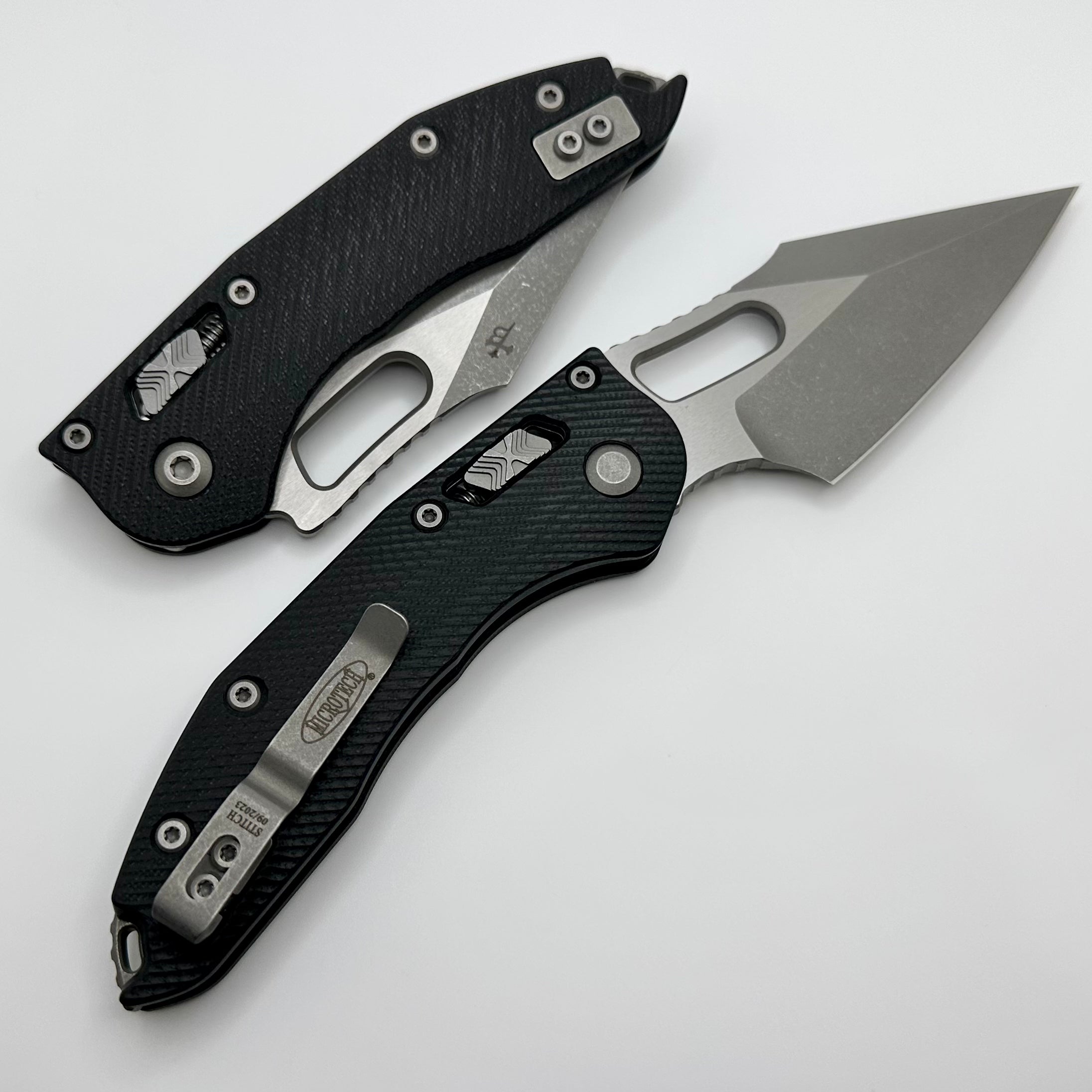 Microtech Premium Stitch RAM LOK Knife - Apocalyptic M390MK Blade & Fluted Black G-10 Handle