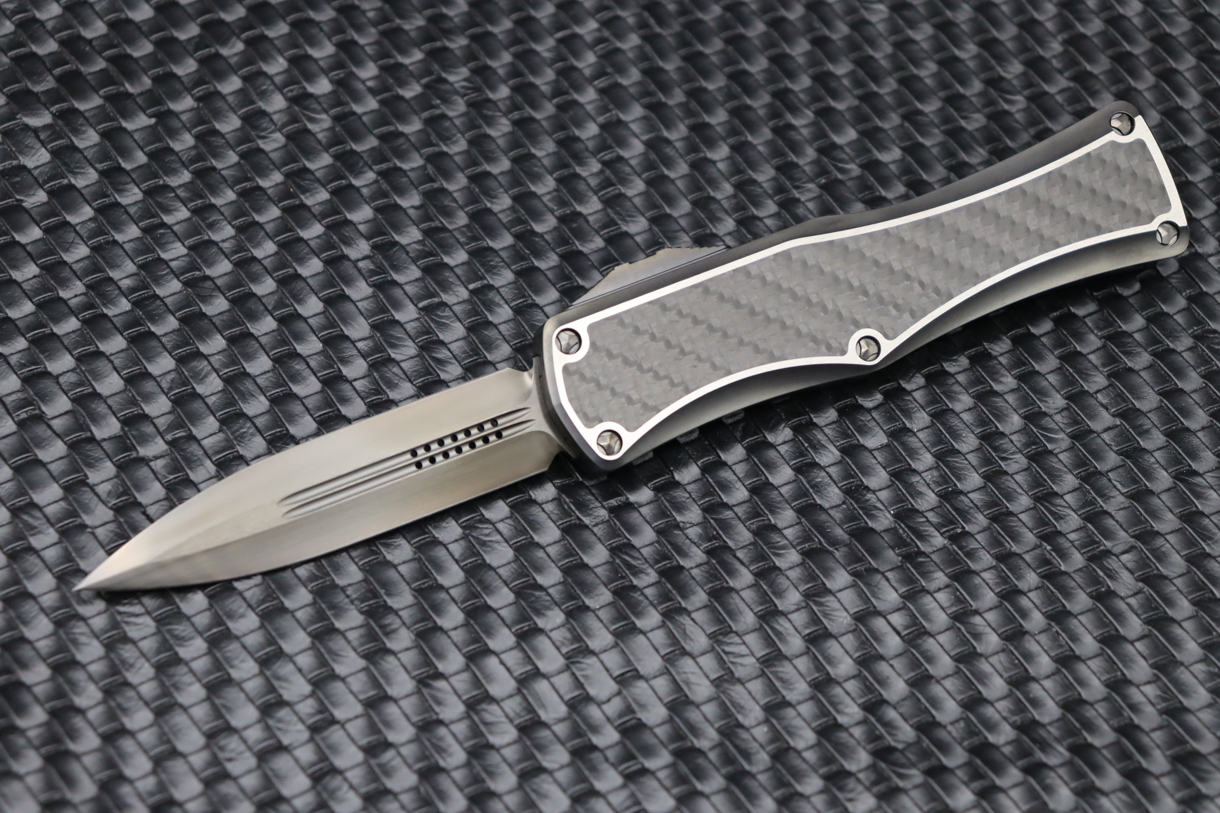 Marfione Hera DLC Satin Tactical Knife - Premium Titanium Handle with Carbon Fiber Inlays