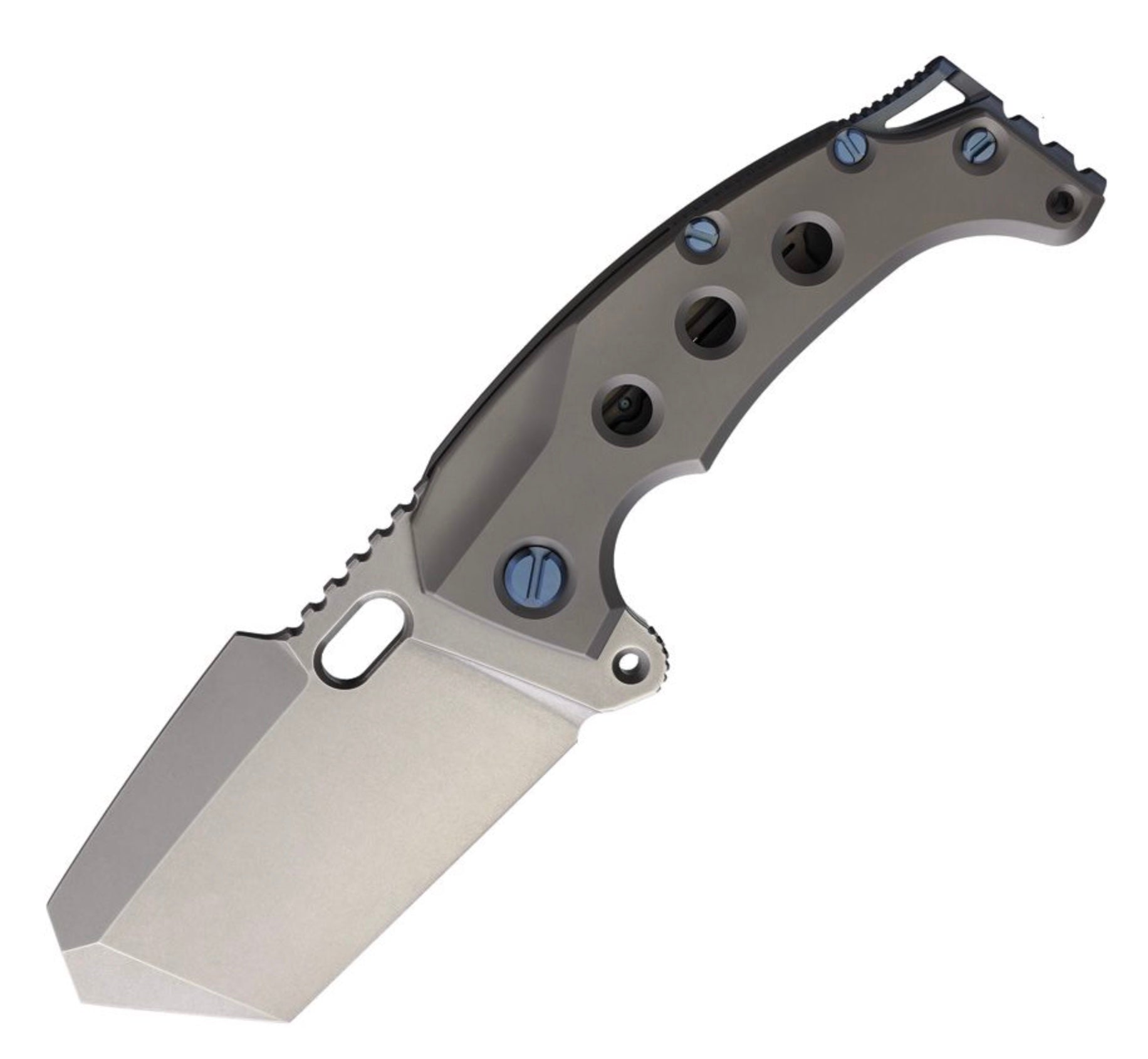 Premium PMP Knives Titano Titanium Folding Knife with M390 Steel & Blue Hardware