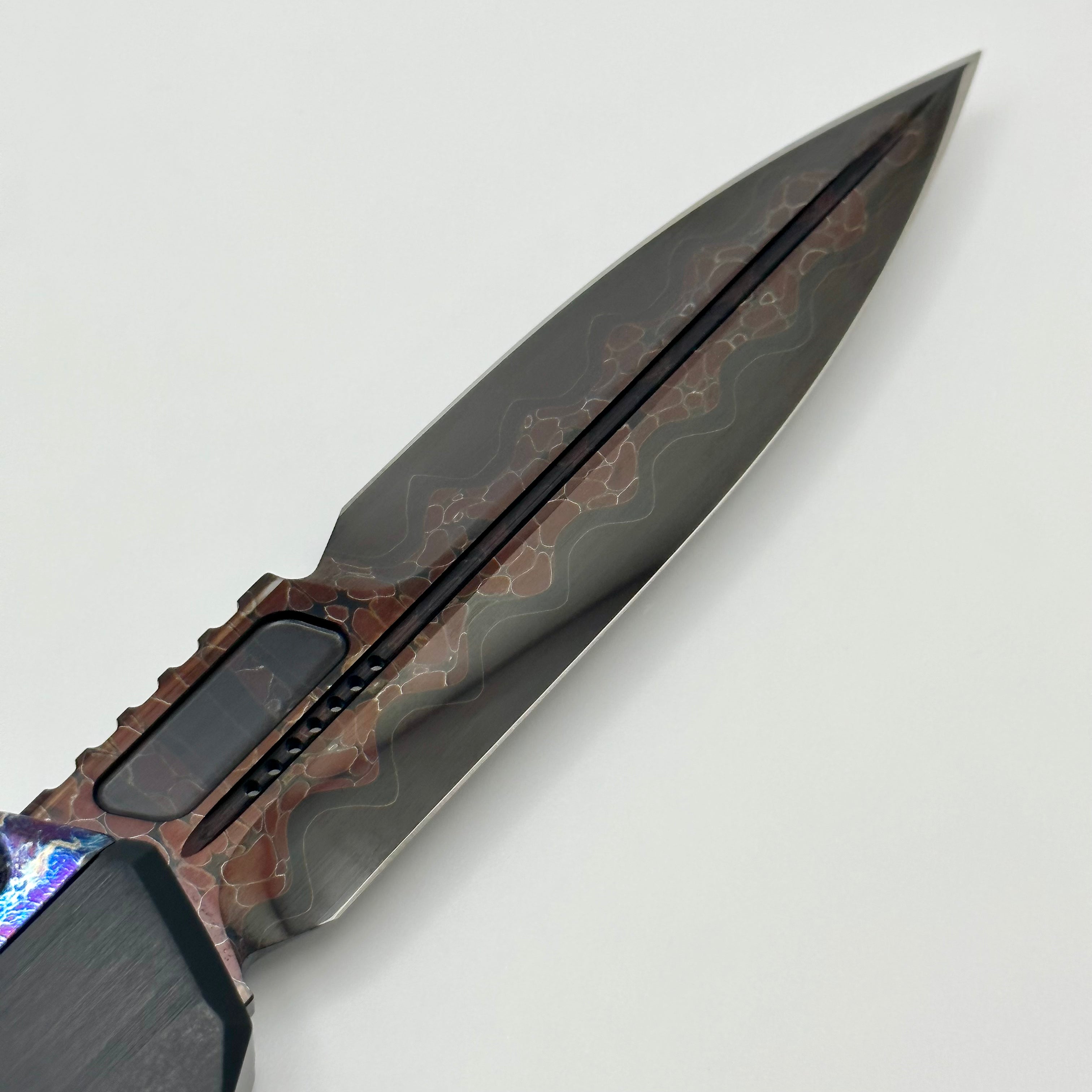 Marfione Custom Glykon Ultimate Damascus Knife - Galactic Acid Overlays