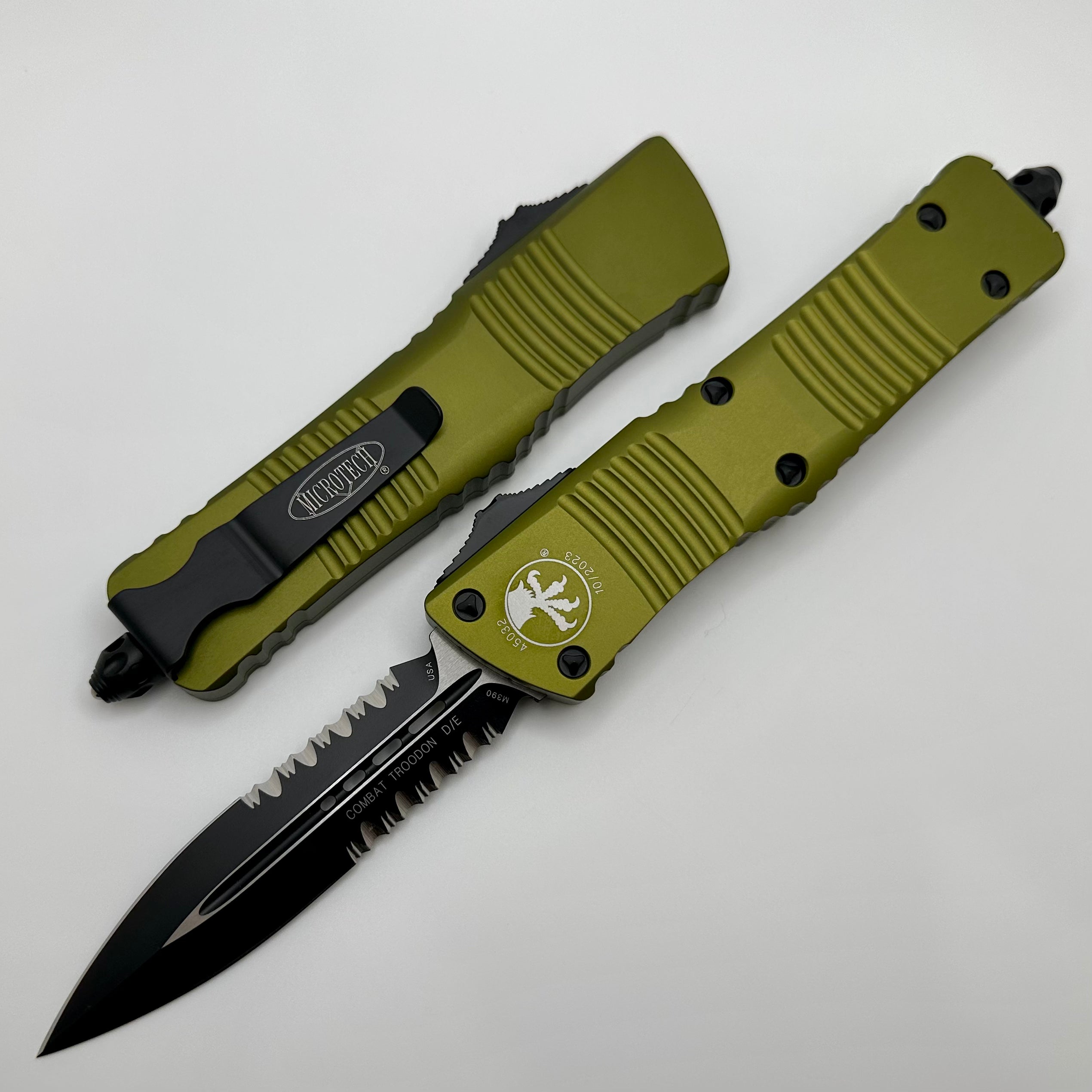 Microtech Combat Troodon Premium Tactical OTF Knife - Black & OD Green