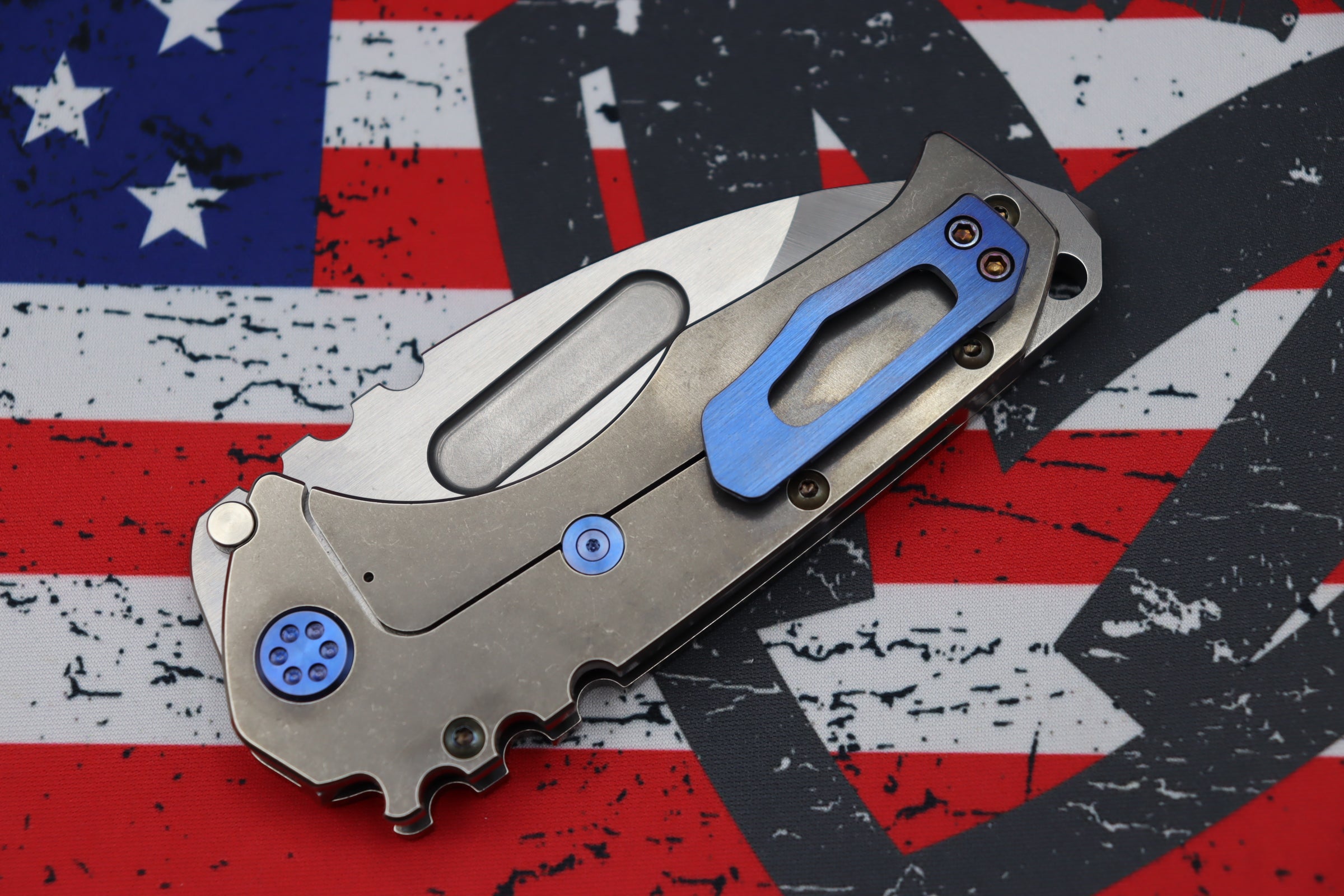 Medford Knife Praetorian T Drop Point - Premium Tactical Blade with Blue Hardware